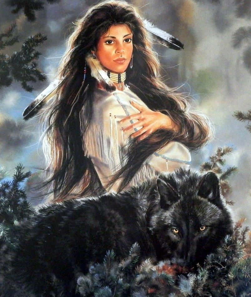 Black Magic Woman, Native American woman, feathered headdress, SD Phone Wallpaper