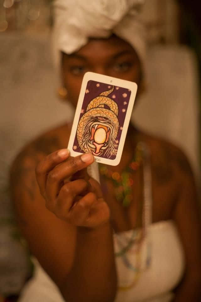 Black Magic Woman, tarot card, coiled snake, SD Phone Wallpaper