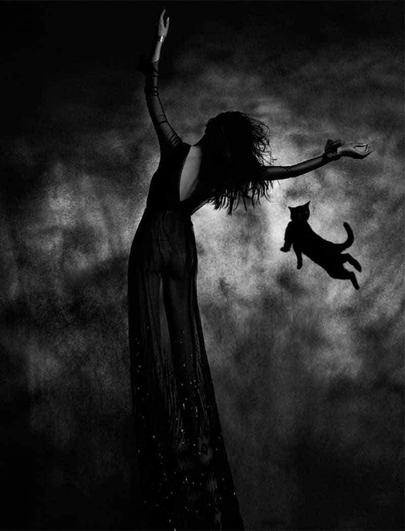 Black Magic Woman, silhouette, woman, SD Phone Wallpaper