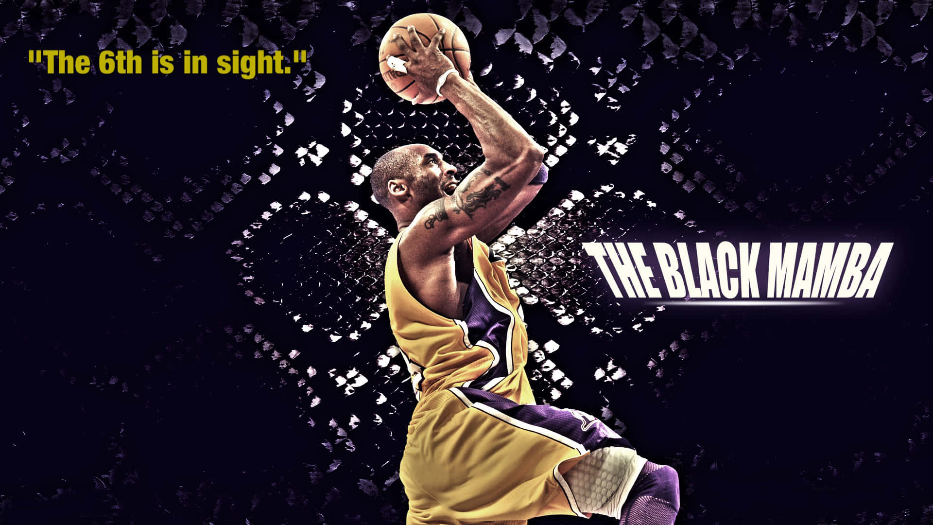 Black Mamba Kobe, yellow jersey, shattered glass effects, Full HD Desktop Wallpaper