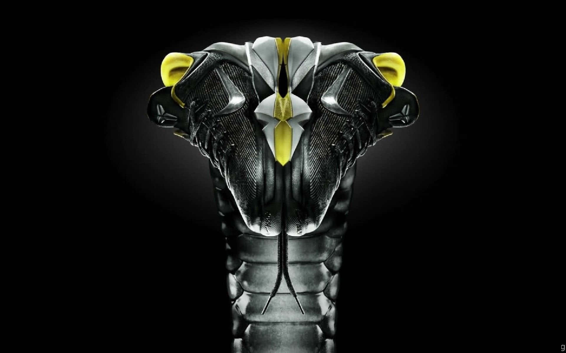 Black Mamba Kobe, black and yellow athletic shoes, cobra's head, Full HD Desktop Wallpaper