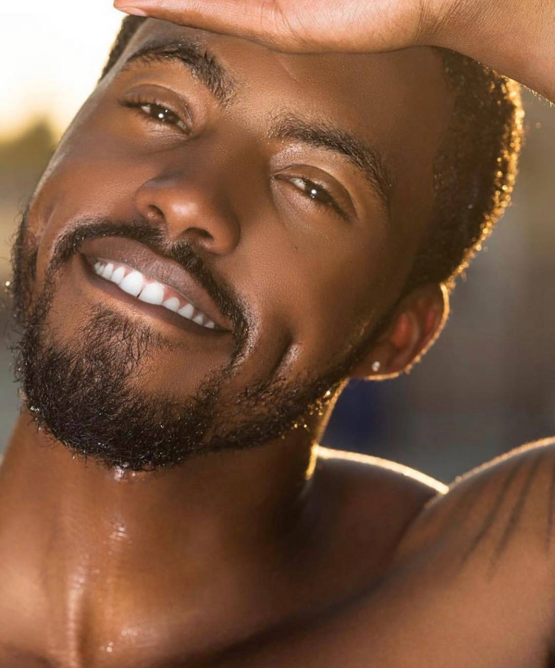handsome black man, beard, bright sunlight, HD Phone Wallpaper