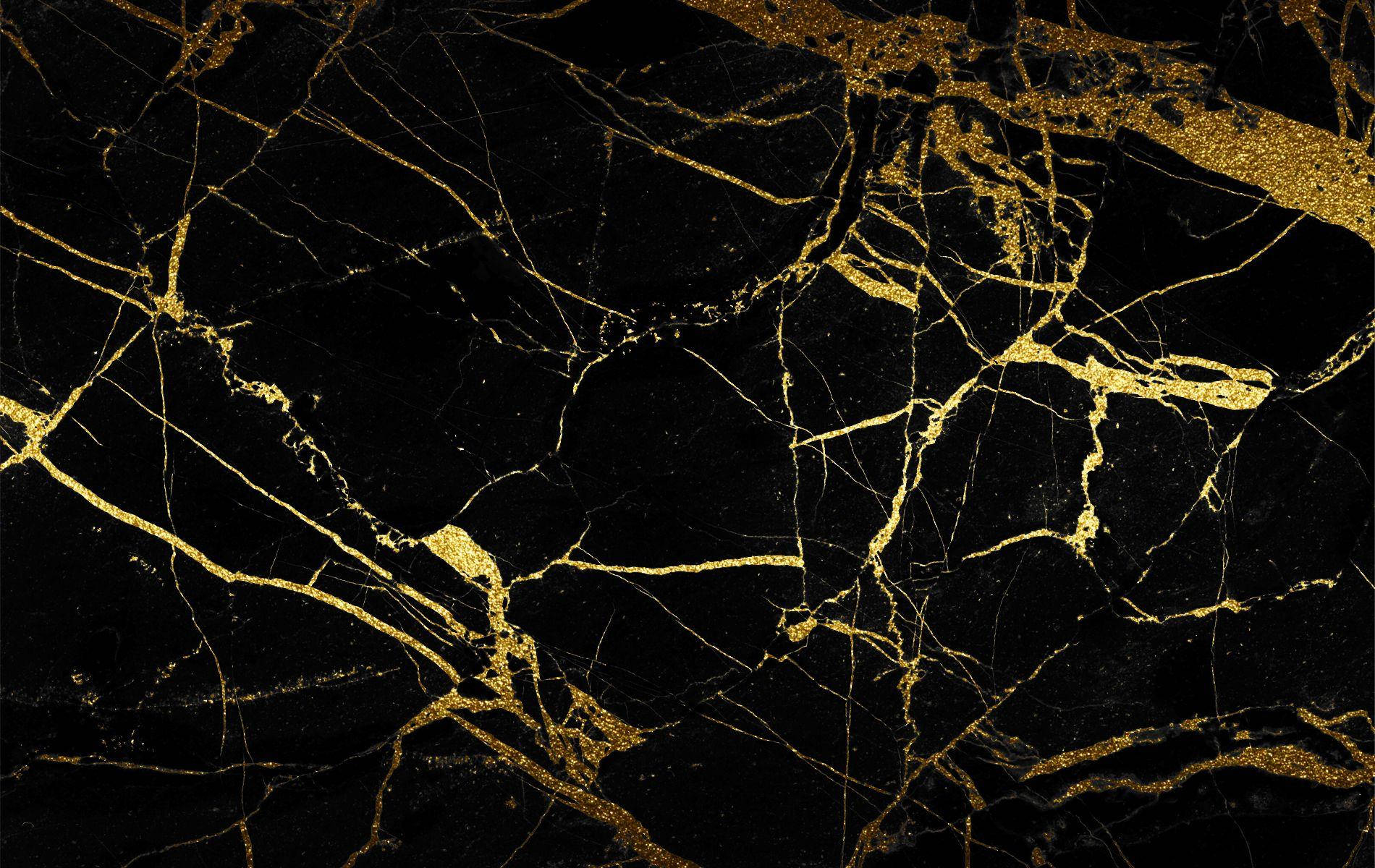 Gold And Black Marble iPhone, black marble surface, intricate golden veins, HD Desktop Wallpaper
