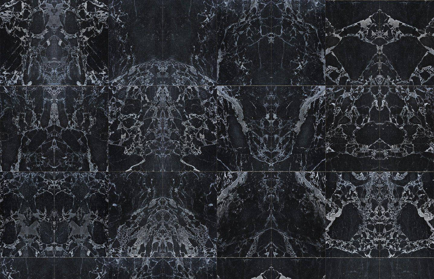 black marble, white veining, symmetrical grid pattern, HD Desktop Wallpaper
