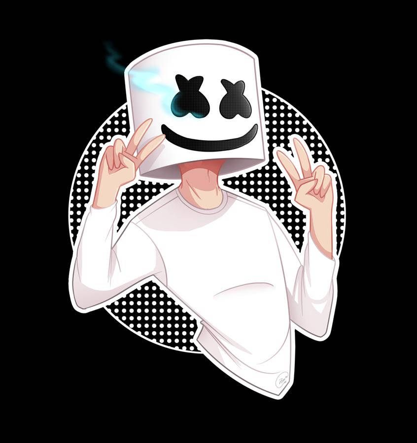 Black Marshmello, white marshmallow helmet, glowing eyes, SD Phone Wallpaper