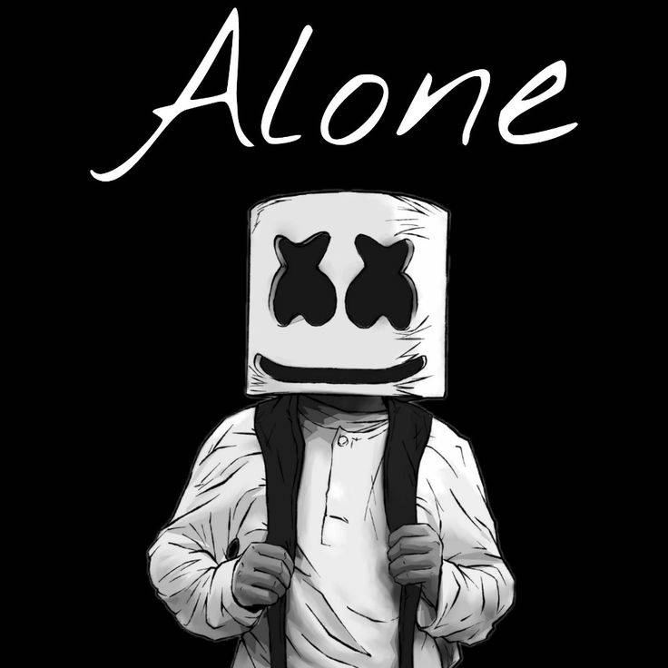 Black Marshmello, square mask, X eyes, SD Desktop Wallpaper