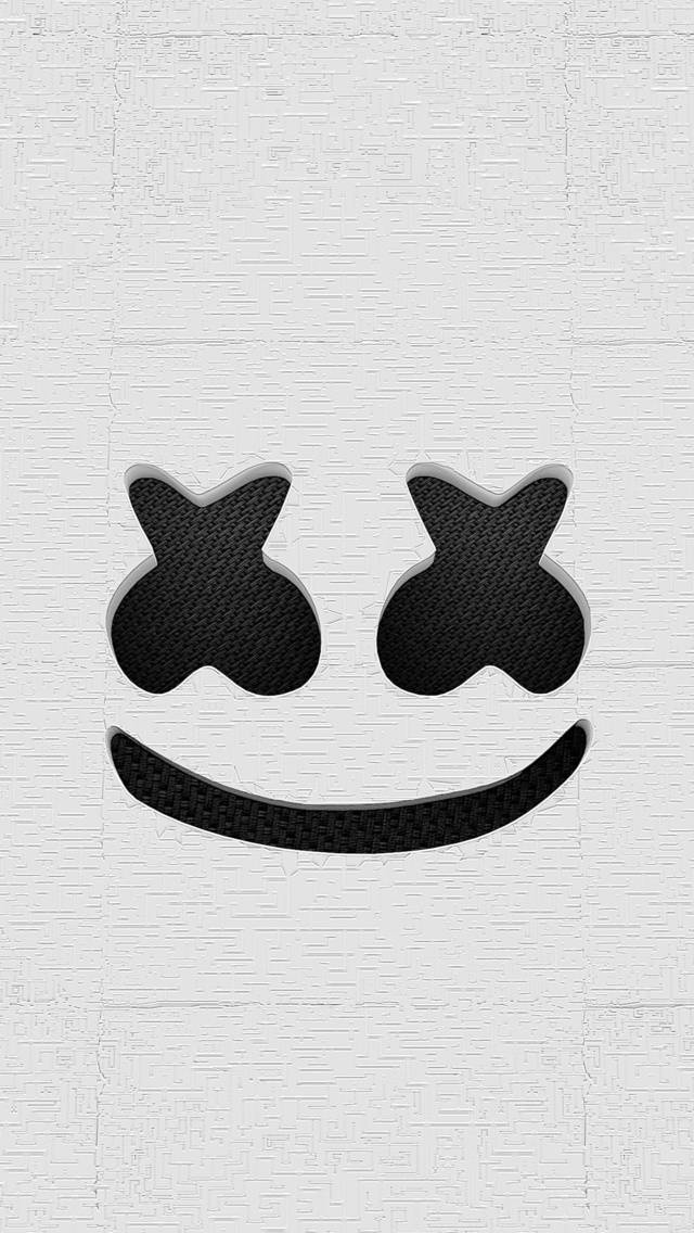 Black Marshmello, X eyes, carbon fiber texture, SD Phone Wallpaper
