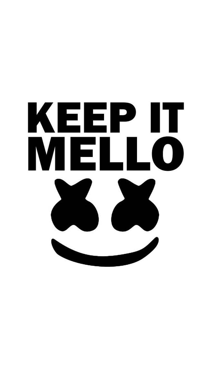 Black Marshmello, KEEP IT MELLO, smiling face, HD Phone Wallpaper