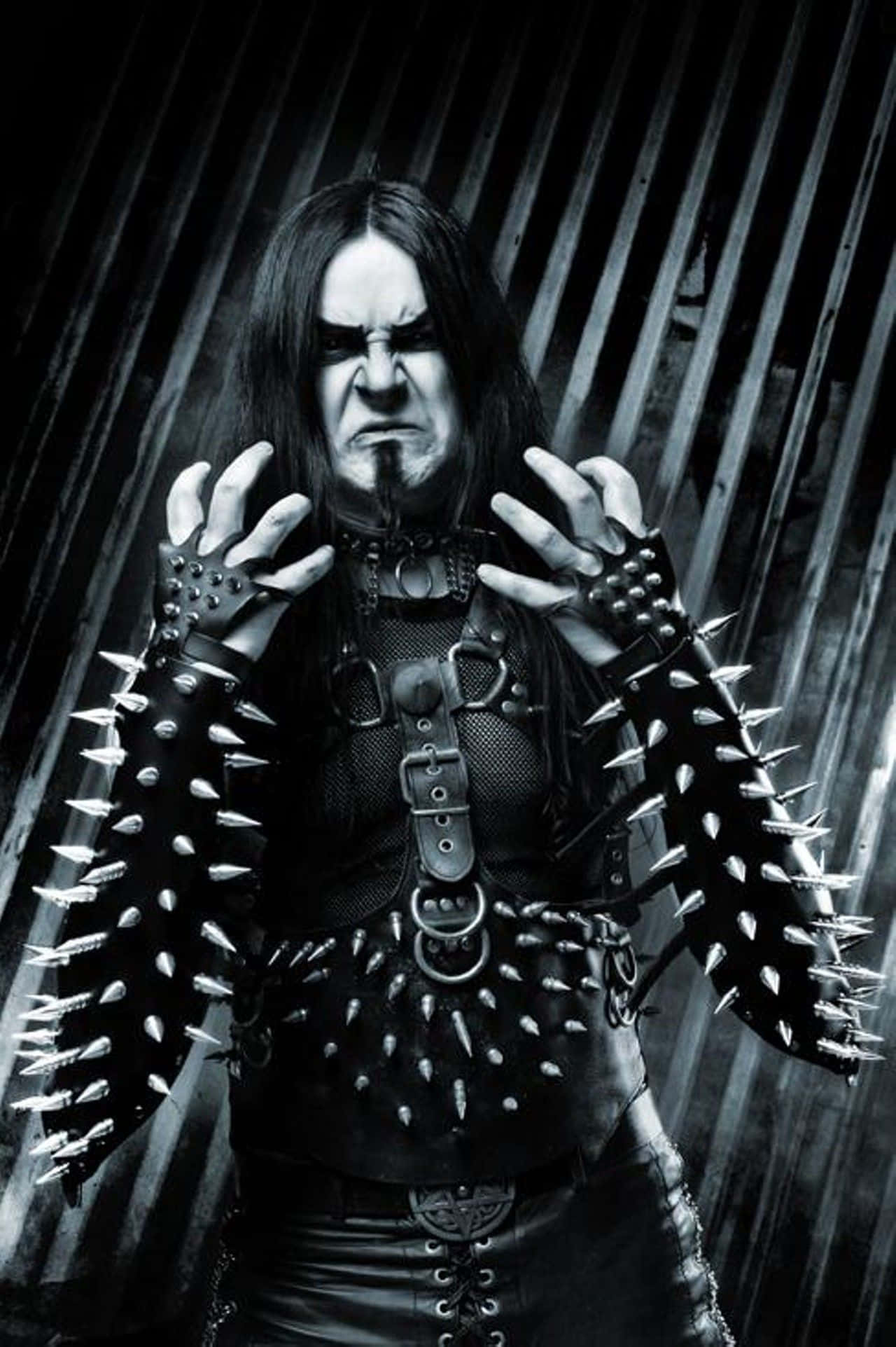 black metal music, goth musician, spiked gloves, Full HD Phone Wallpaper