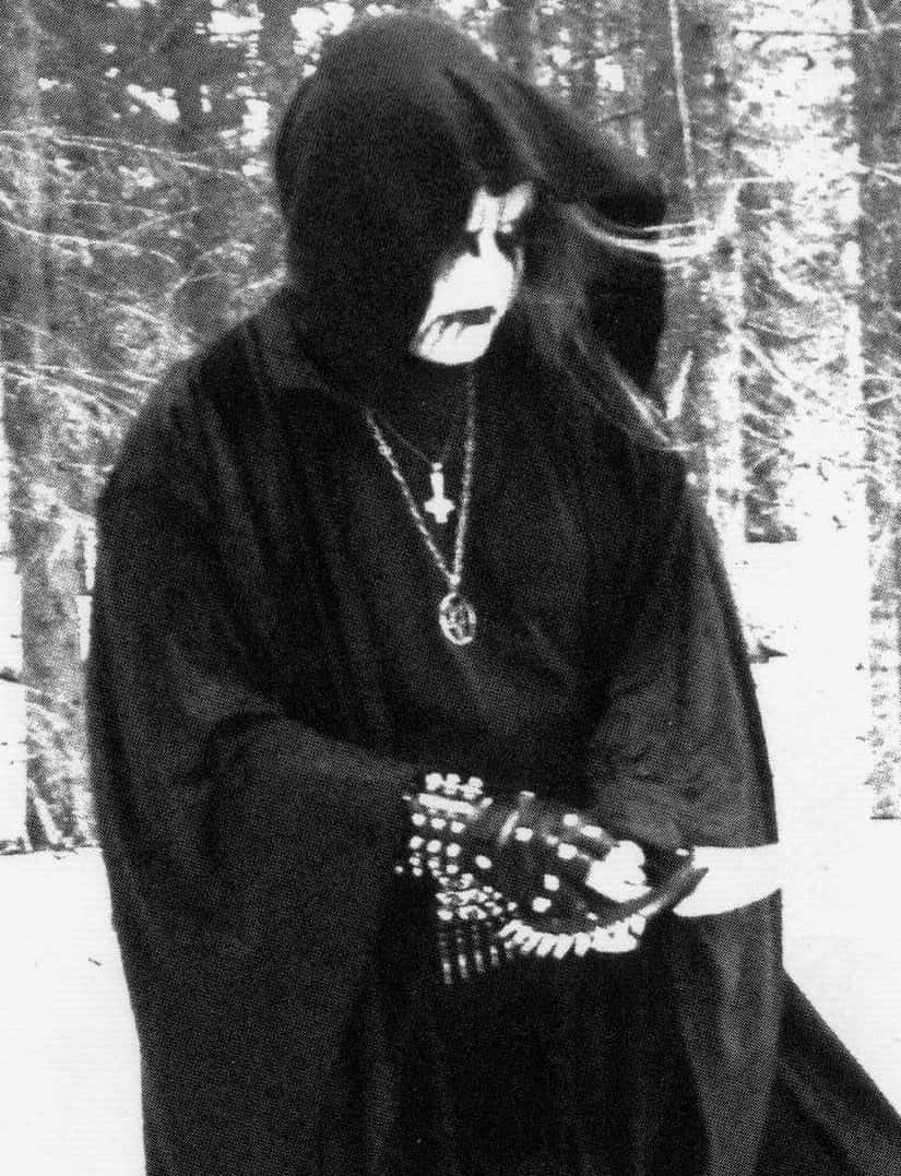 black metal music, hooded figure, pale makeup, SD Phone Wallpaper