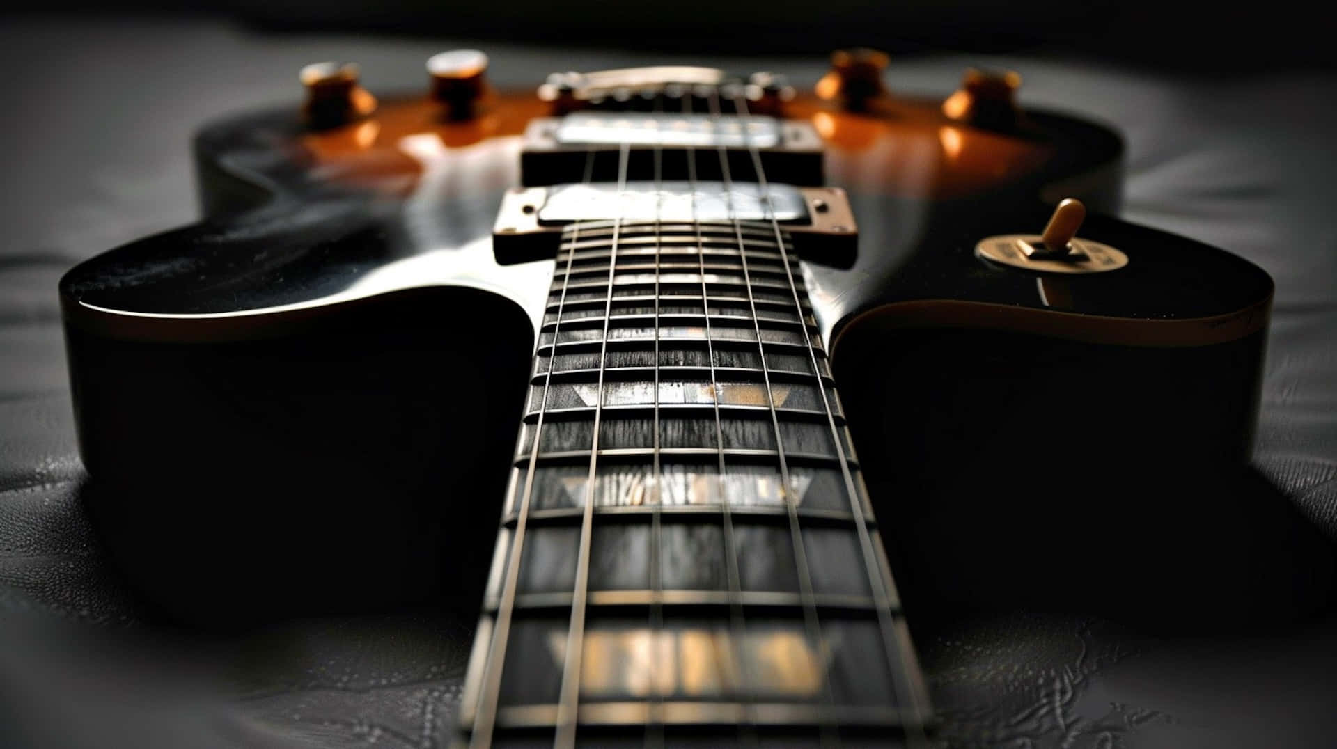 black electric guitar, sunburst finish, textured surface, Full HD Desktop Wallpaper