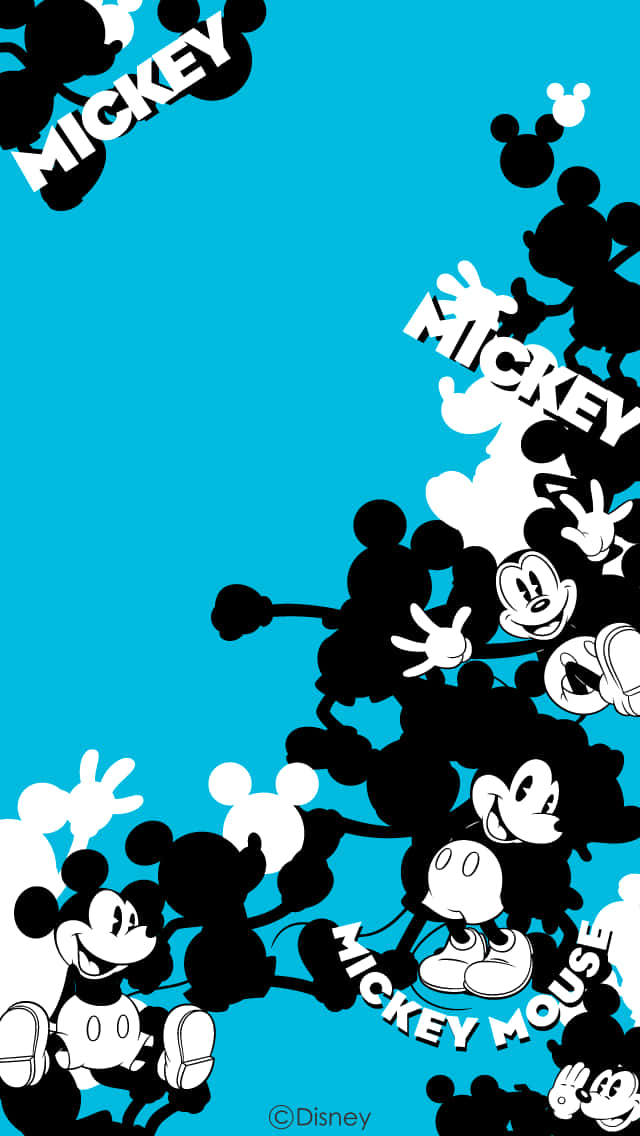 Black Mickey Mouse Phone, Mickey Mouse, black and white silhouettes, SD Phone Wallpaper