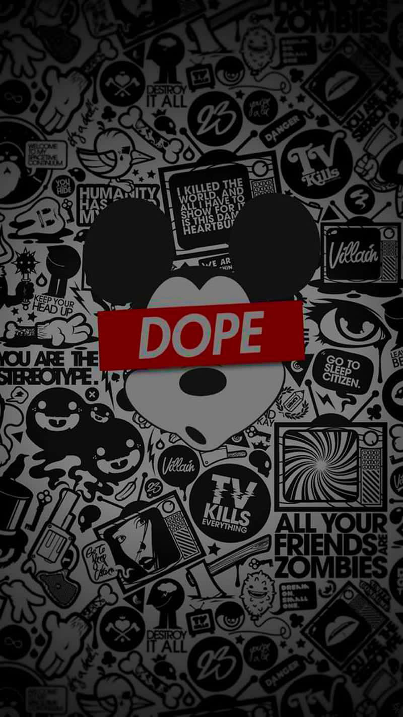 Black Mickey Mouse Phone, Mickey Mouse, black and white sticker collage, HD Phone Wallpaper