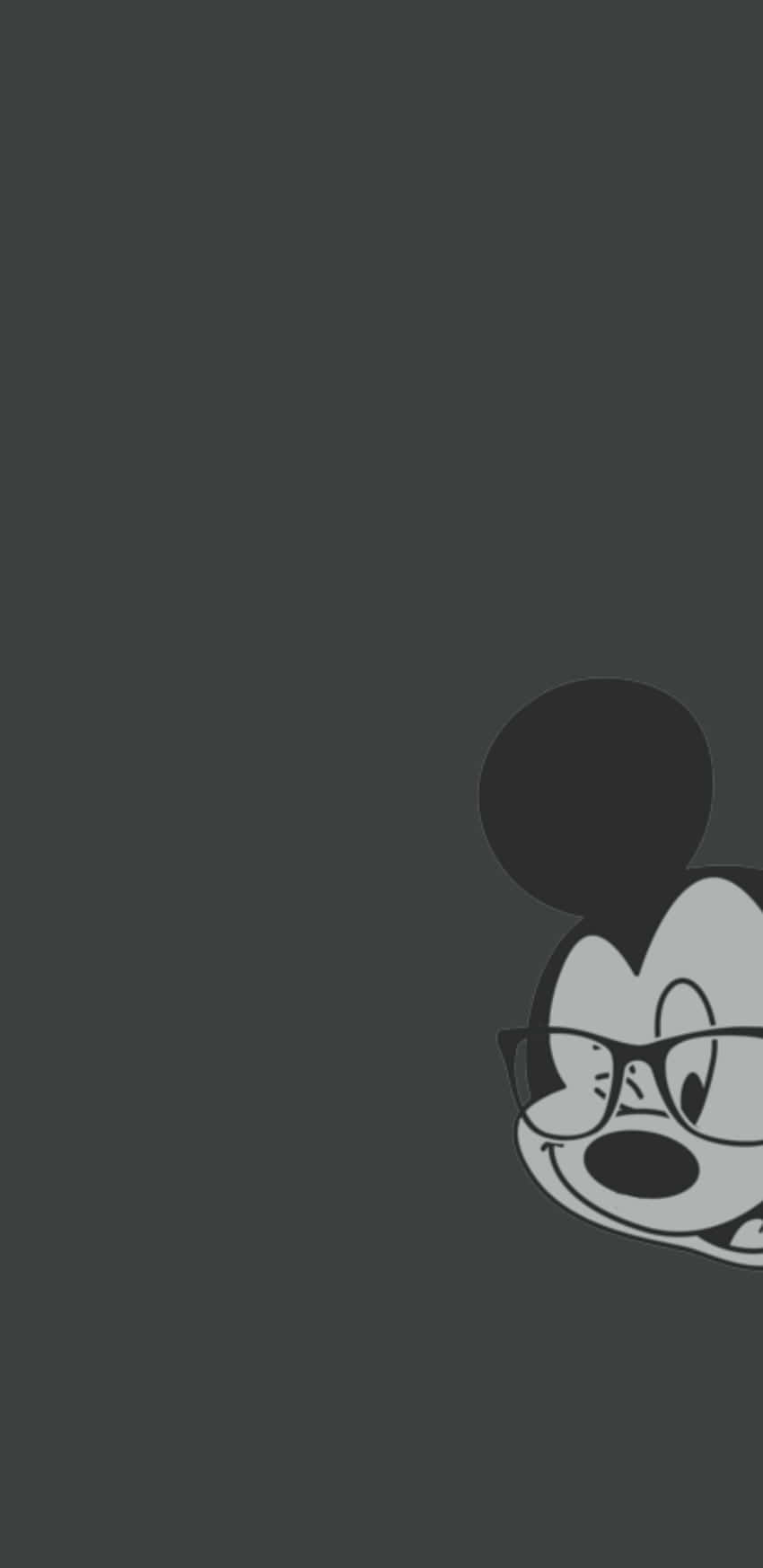 Mickey Mouse, black background, grayscale, HD Phone Wallpaper