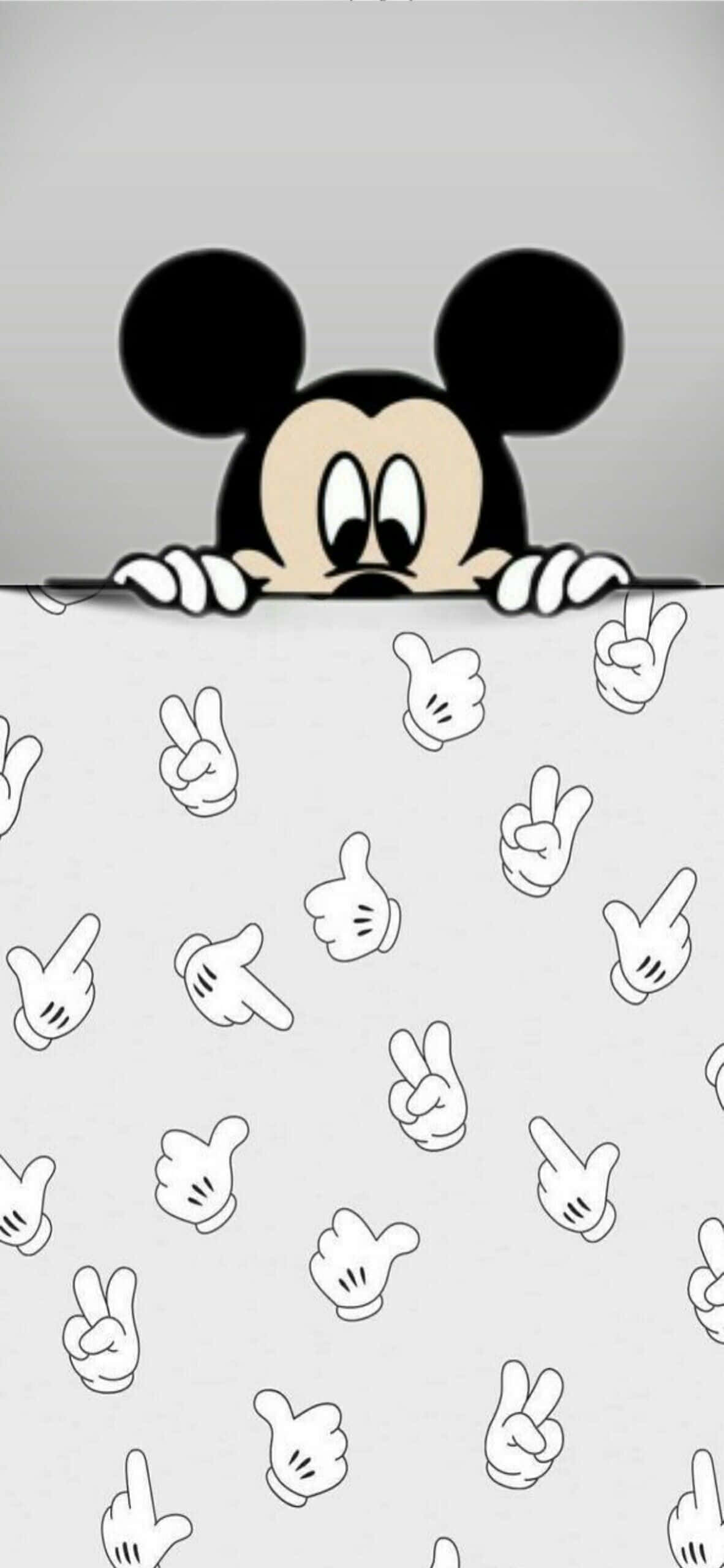 Black Mickey Mouse Phone, Mickey Mouse, white hand gestures, 2K Phone Wallpaper