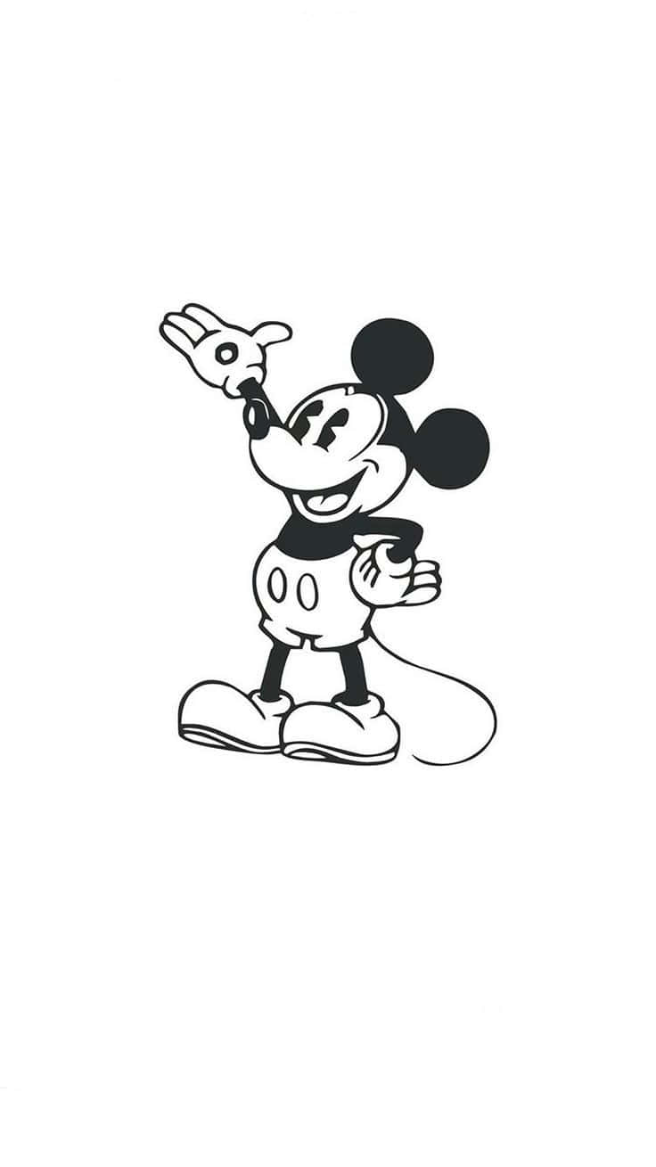 Black Mickey Mouse Phone, Mickey Mouse, black and white line drawing, HD Phone Wallpaper