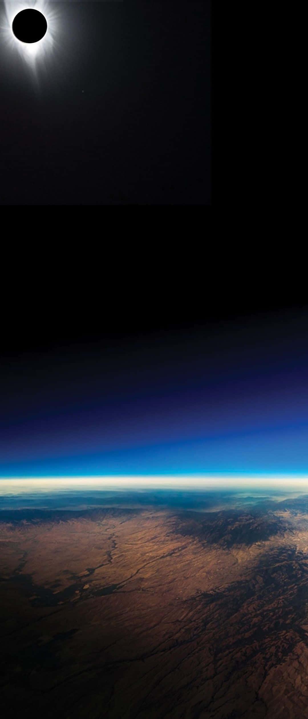 Black Moon, total solar eclipse, Earth's curved horizon, Full HD Phone Wallpaper