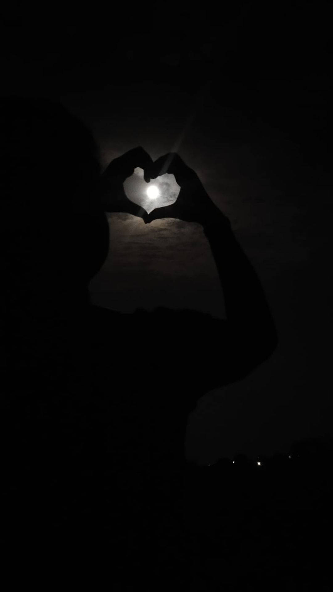 Moon In Black Heart, glowing moon, silhouette, Full HD Phone Wallpaper