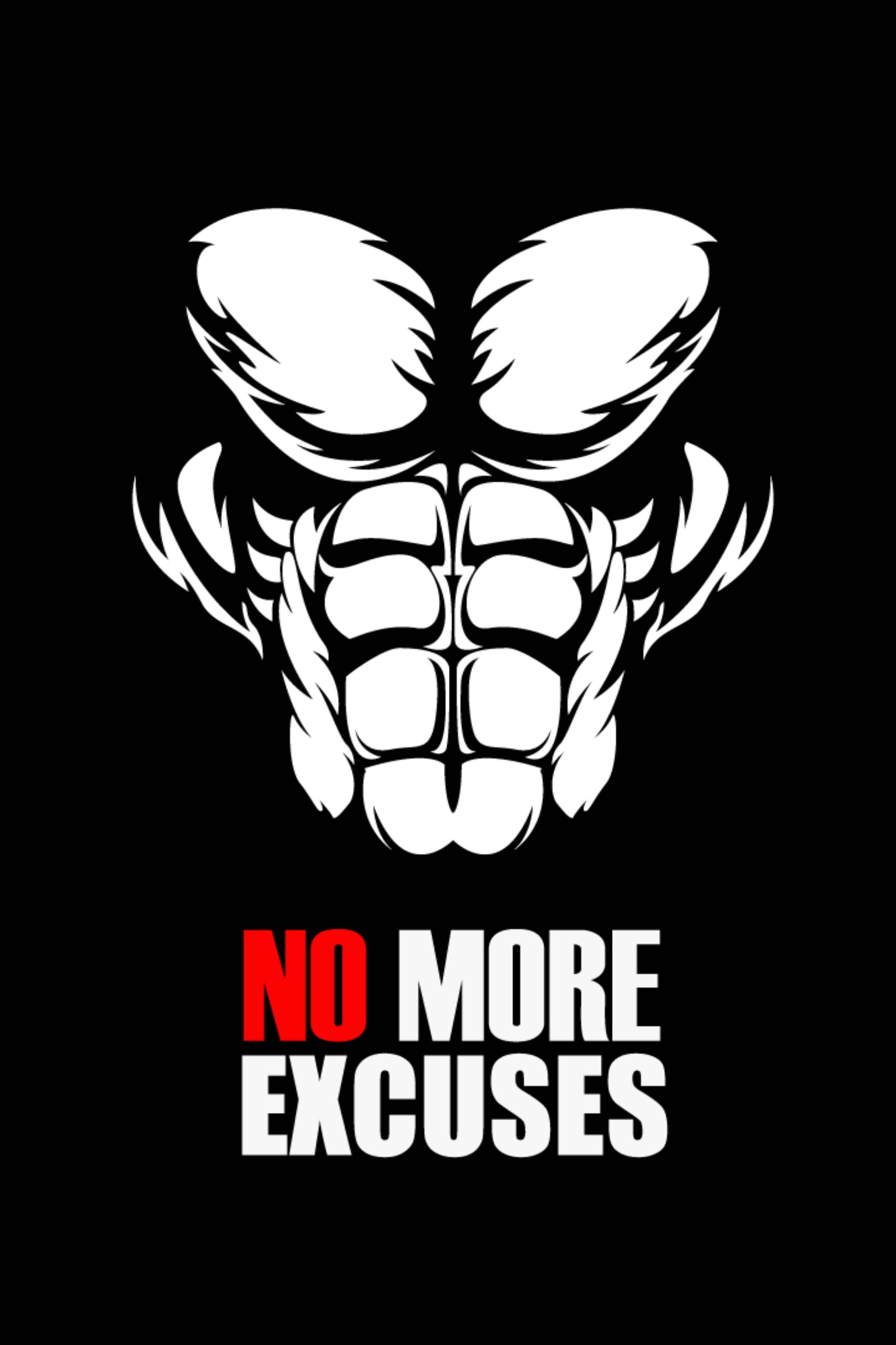 Black Motivation, white stylized muscular torso, red and white text, 2K Phone Wallpaper