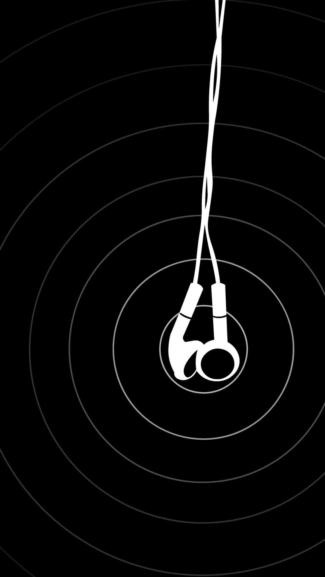 earphones, vinyl, black background, Full HD Phone Wallpaper