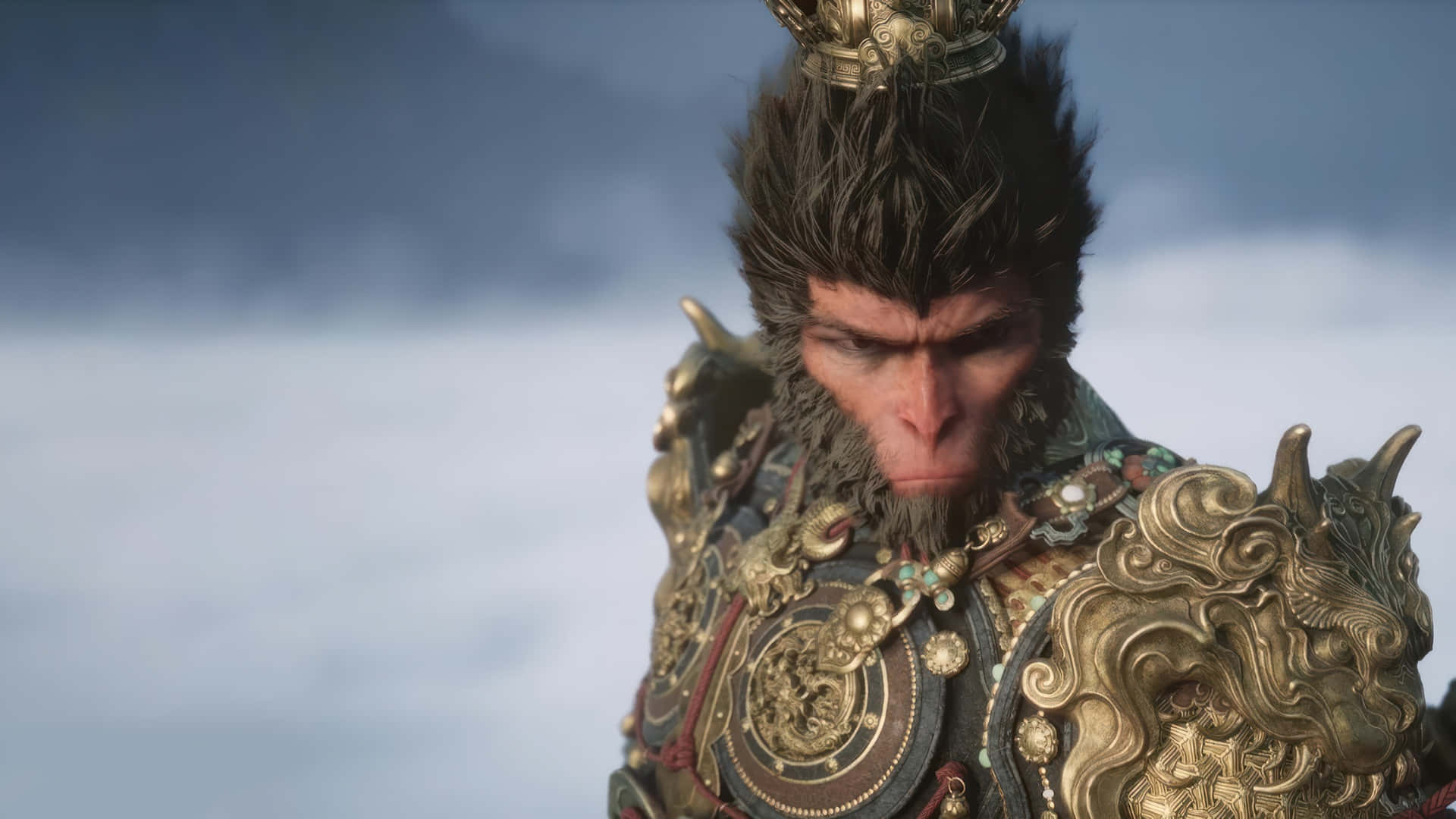 Black Myth Wukong, monkey king, golden armor, Full HD Desktop Wallpaper