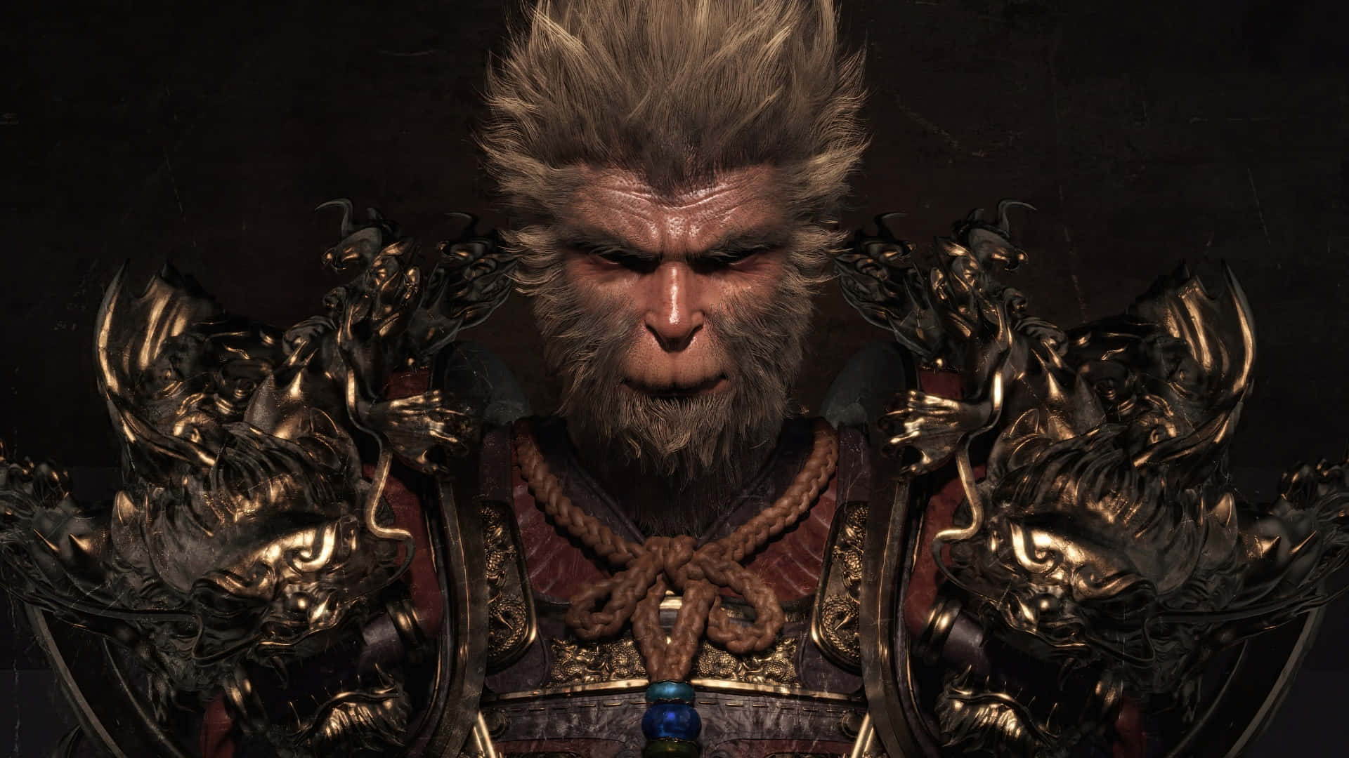 Black Myth Wukong, monkey warrior, spiky blonde hair, Full HD Desktop Wallpaper