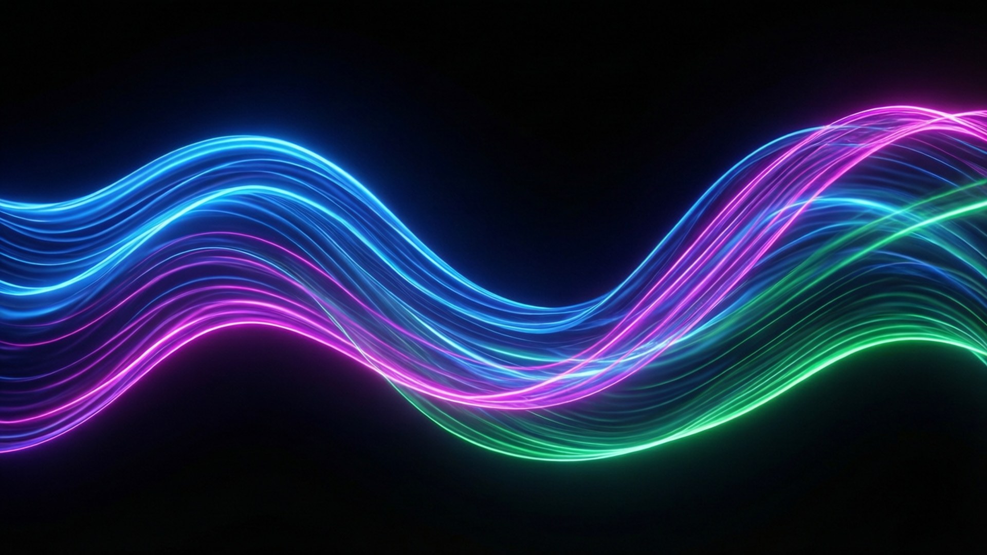 Neon Wave Abstract, neon curves, black background, Full HD Desktop Wallpaper