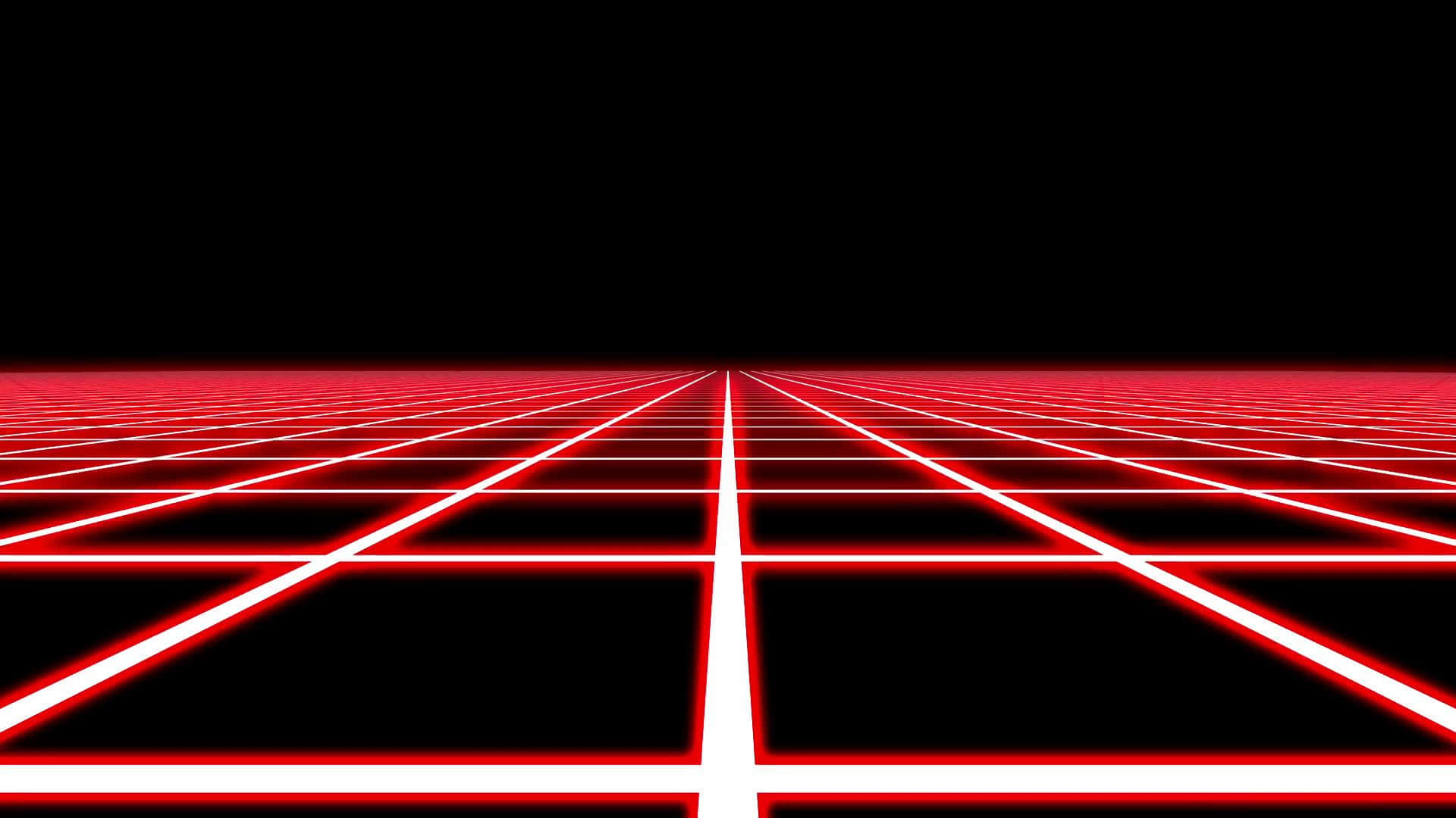Black Red Neon Grid, glowing red and white grid, black void, Full HD Desktop Wallpaper