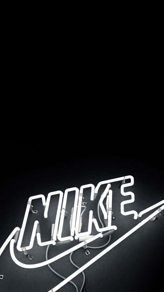 Black Nike, Neon Light, glowing white neon Nike logo, SD Phone Wallpaper