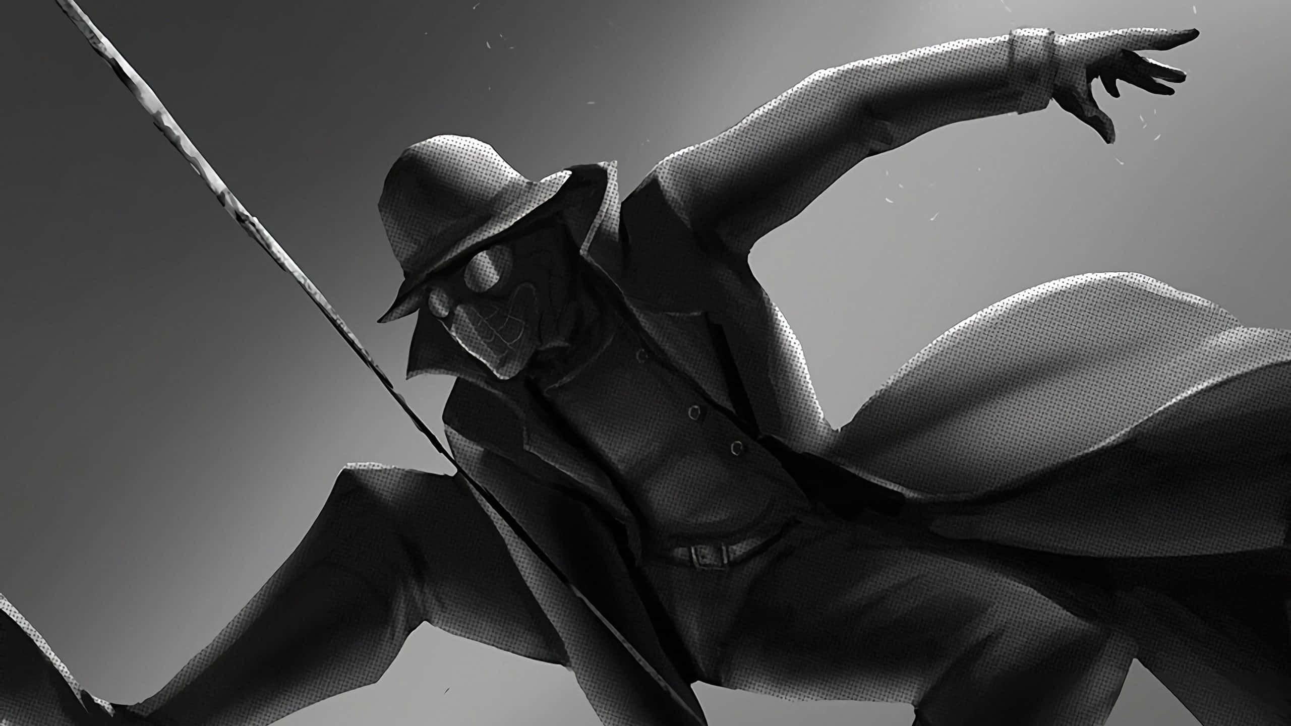 Black Noir, trench coat, fedora, 2K Desktop Wallpaper