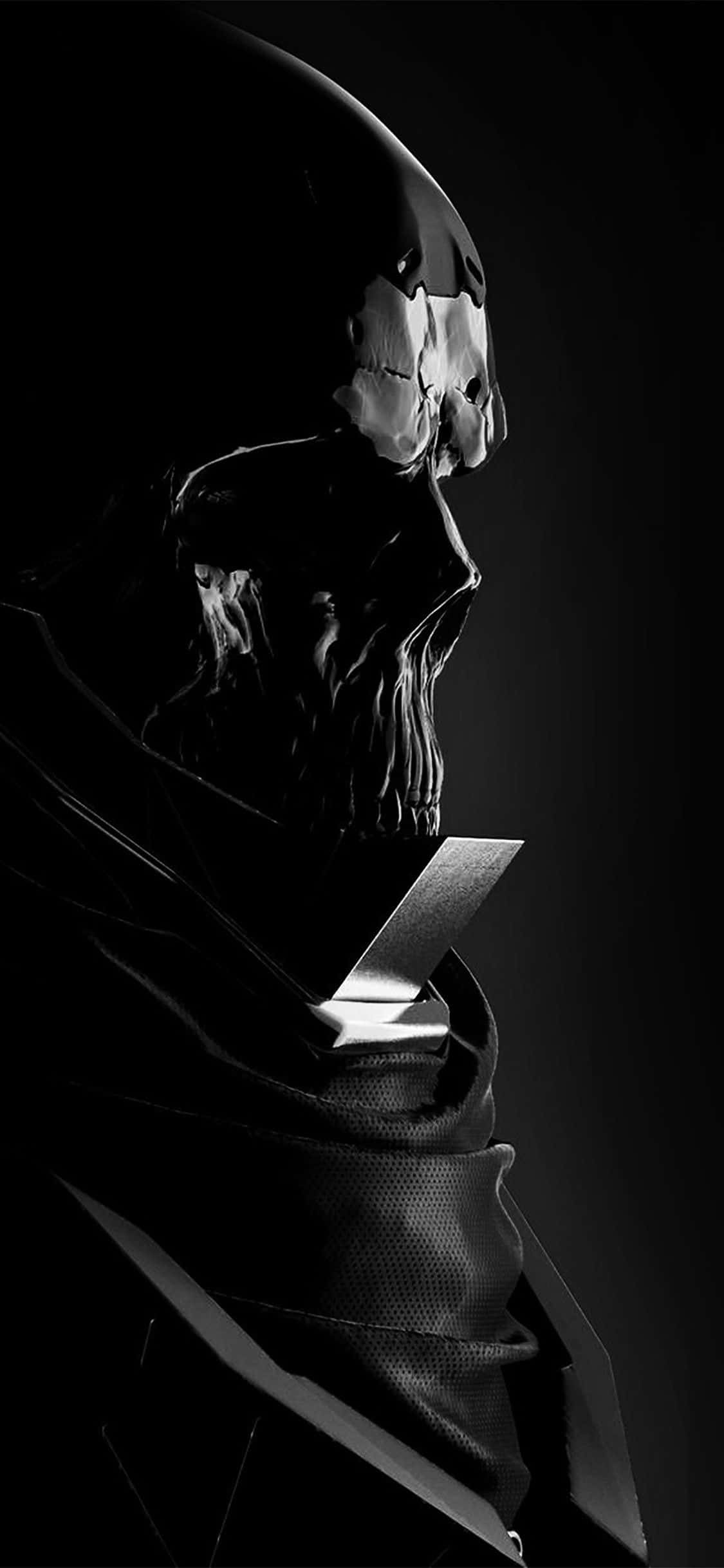 Black Noir, skull-faced figure, dark cloak, Full HD Phone Wallpaper