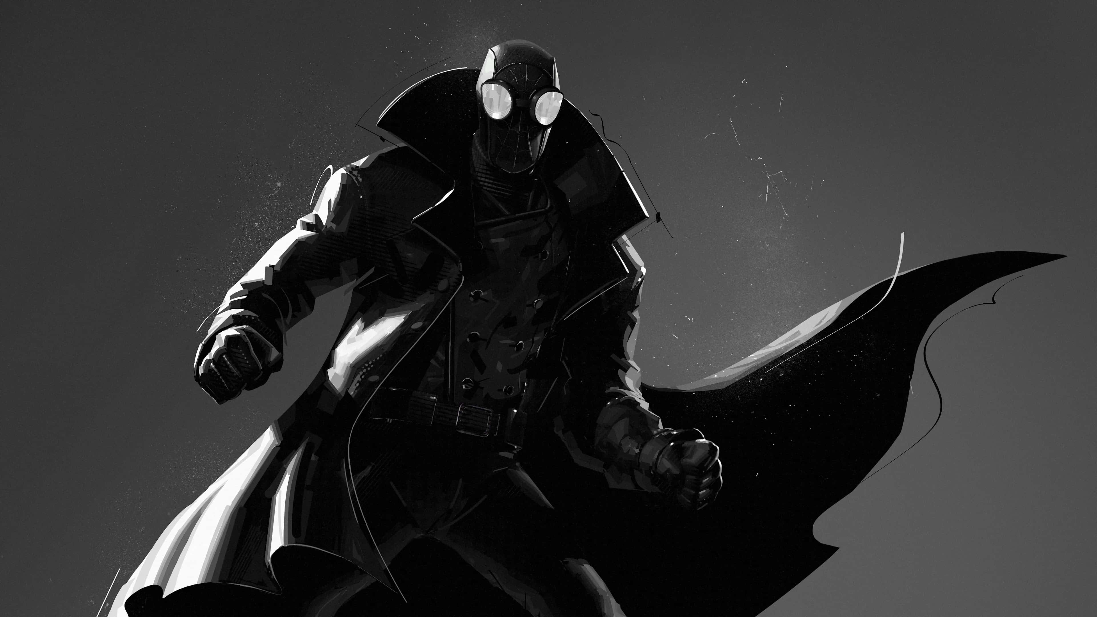 Black Noir, masked vigilante, long coat, 4K Desktop Wallpaper