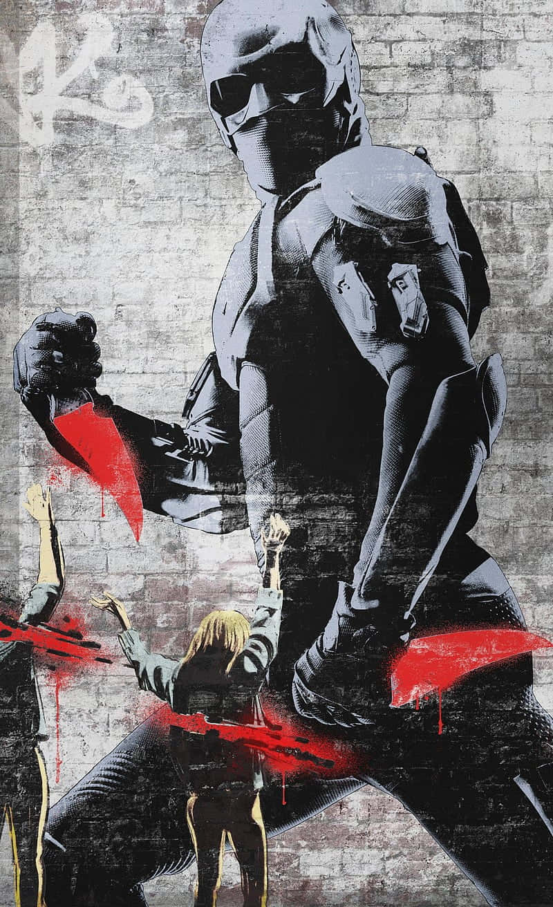Black Noir, graffiti artwork, masked figure, HD Phone Wallpaper
