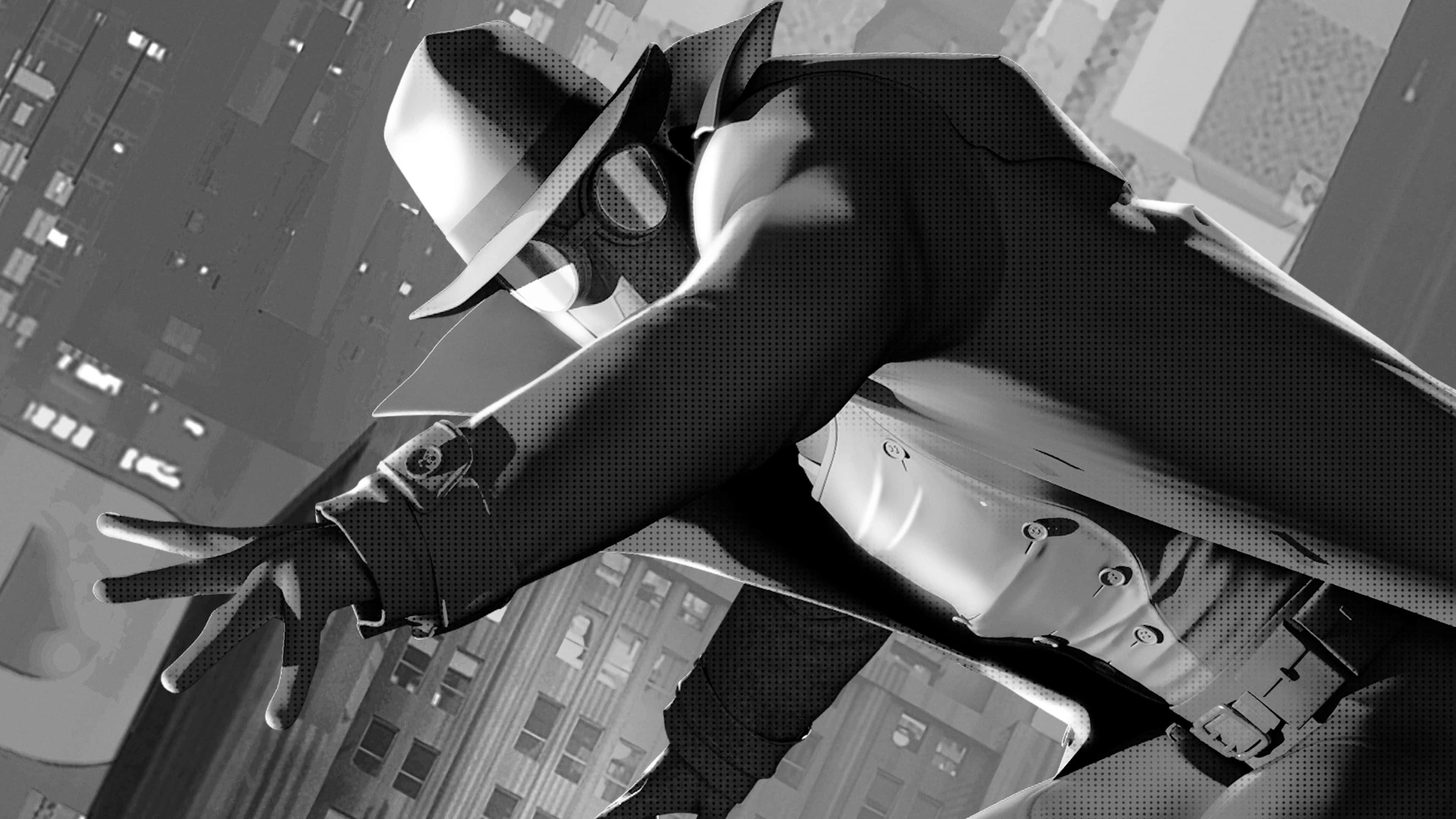 Black Noir, fedora, trench coat, 4K Desktop Wallpaper