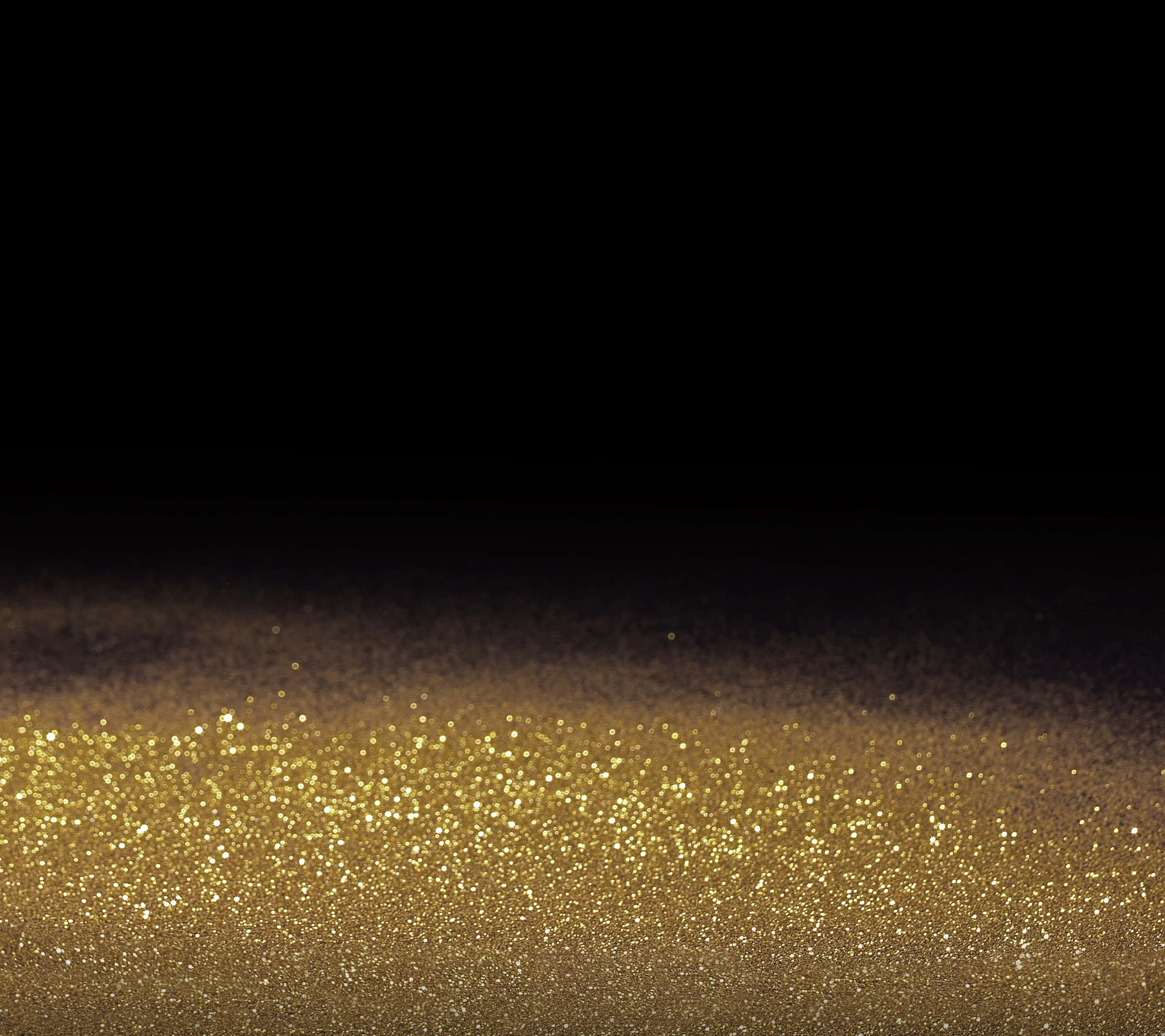 Black Ombre, golden glitter gradient, deep black, 2K Desktop Wallpaper