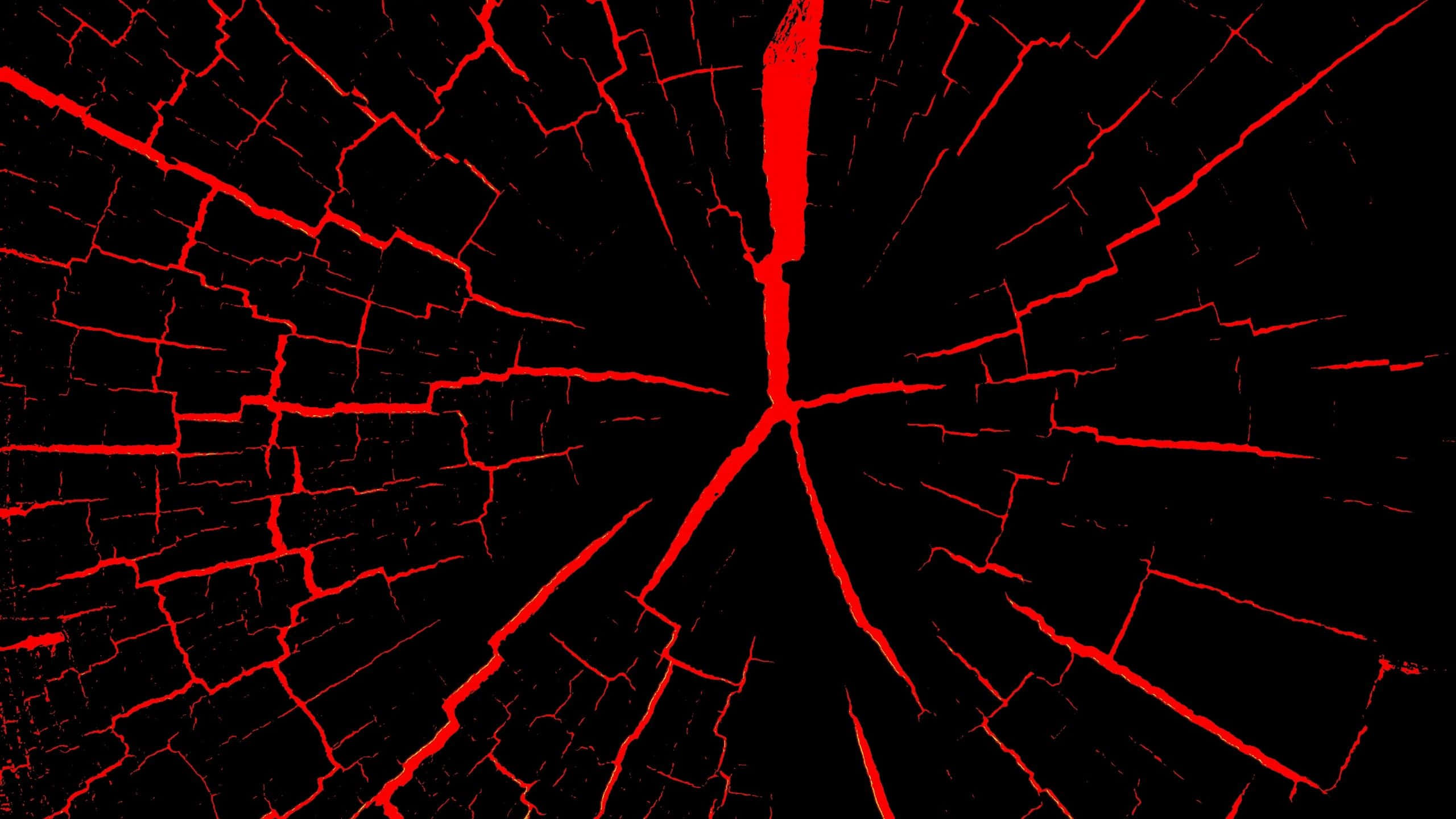 black background, red cracks, central point, 2K Desktop Wallpaper