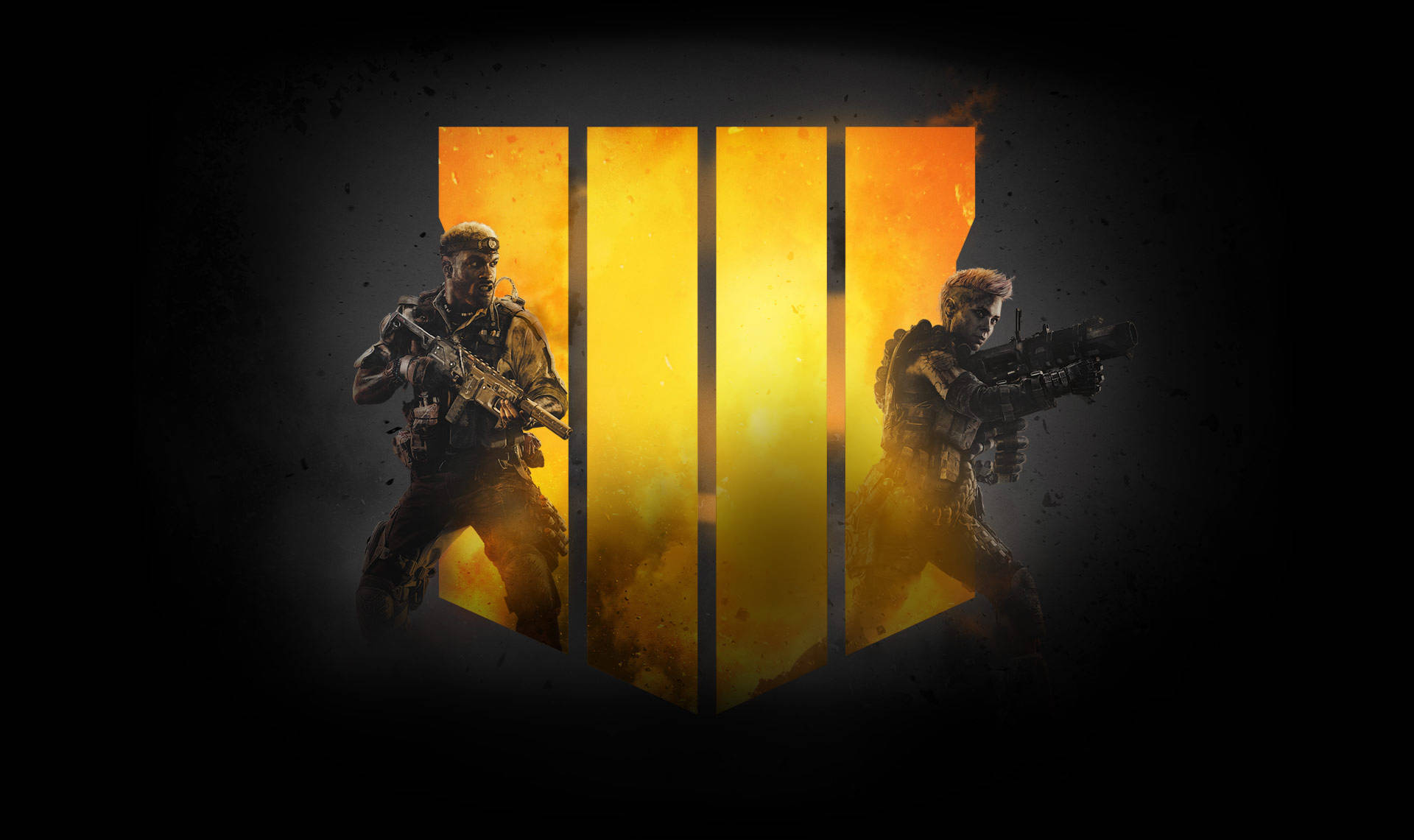 Black Ops 4 Zombies, glowing orange logo, combat gear, Full HD Desktop Wallpaper