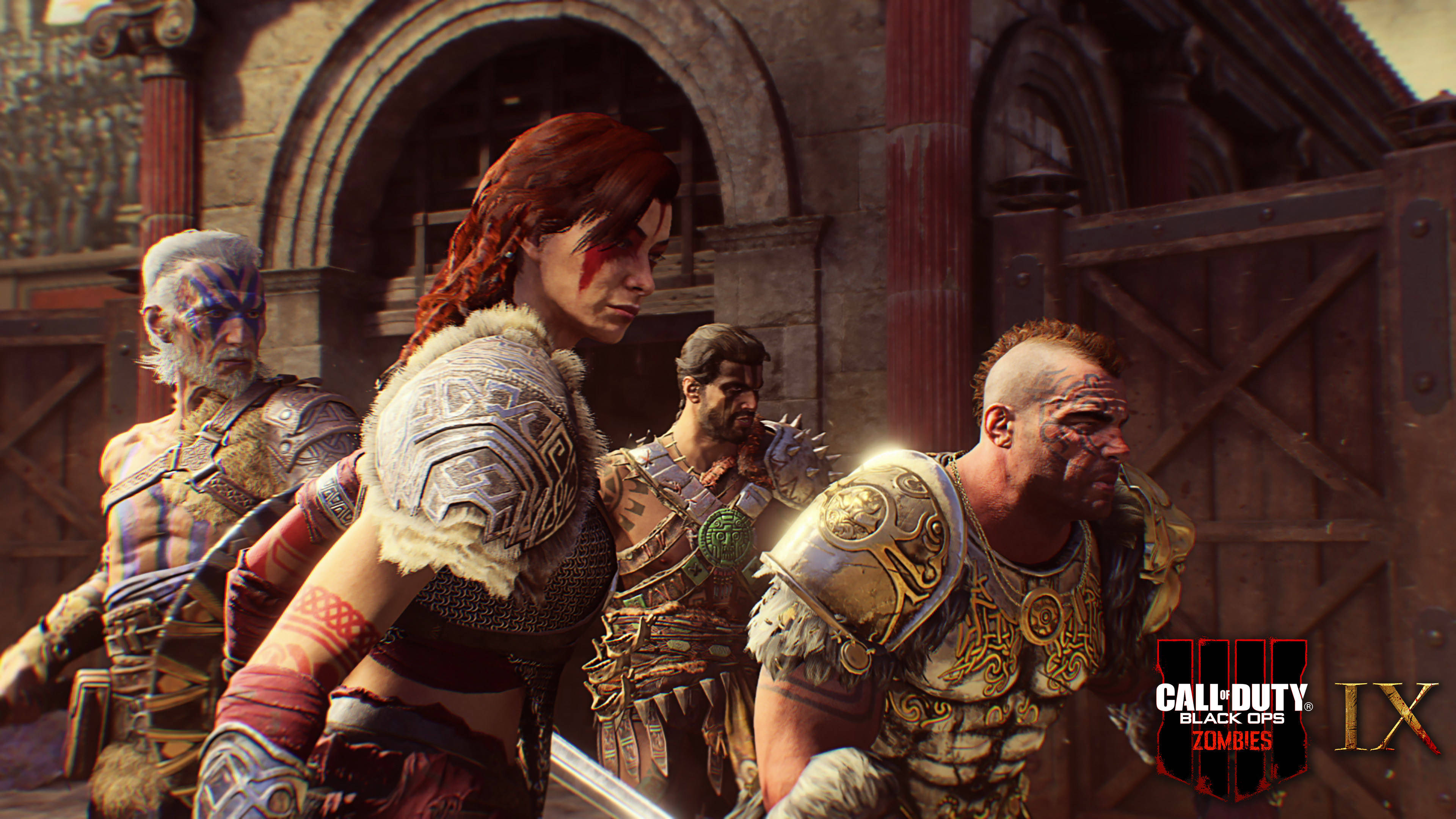 Black Ops 4 Zombies, ancient stone courtyard, sunlit, 4K Desktop Wallpaper