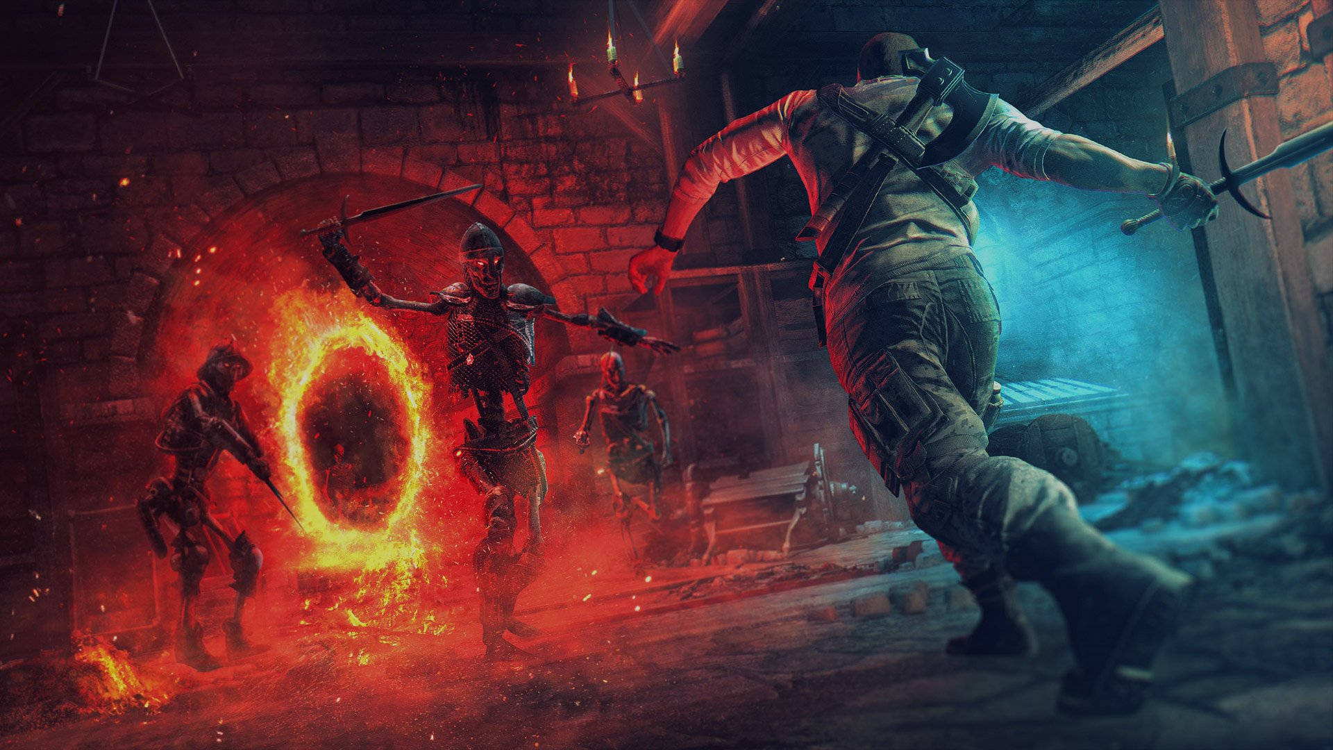 Black Ops 4 Zombies, fire, demonic figures, Full HD Desktop Wallpaper