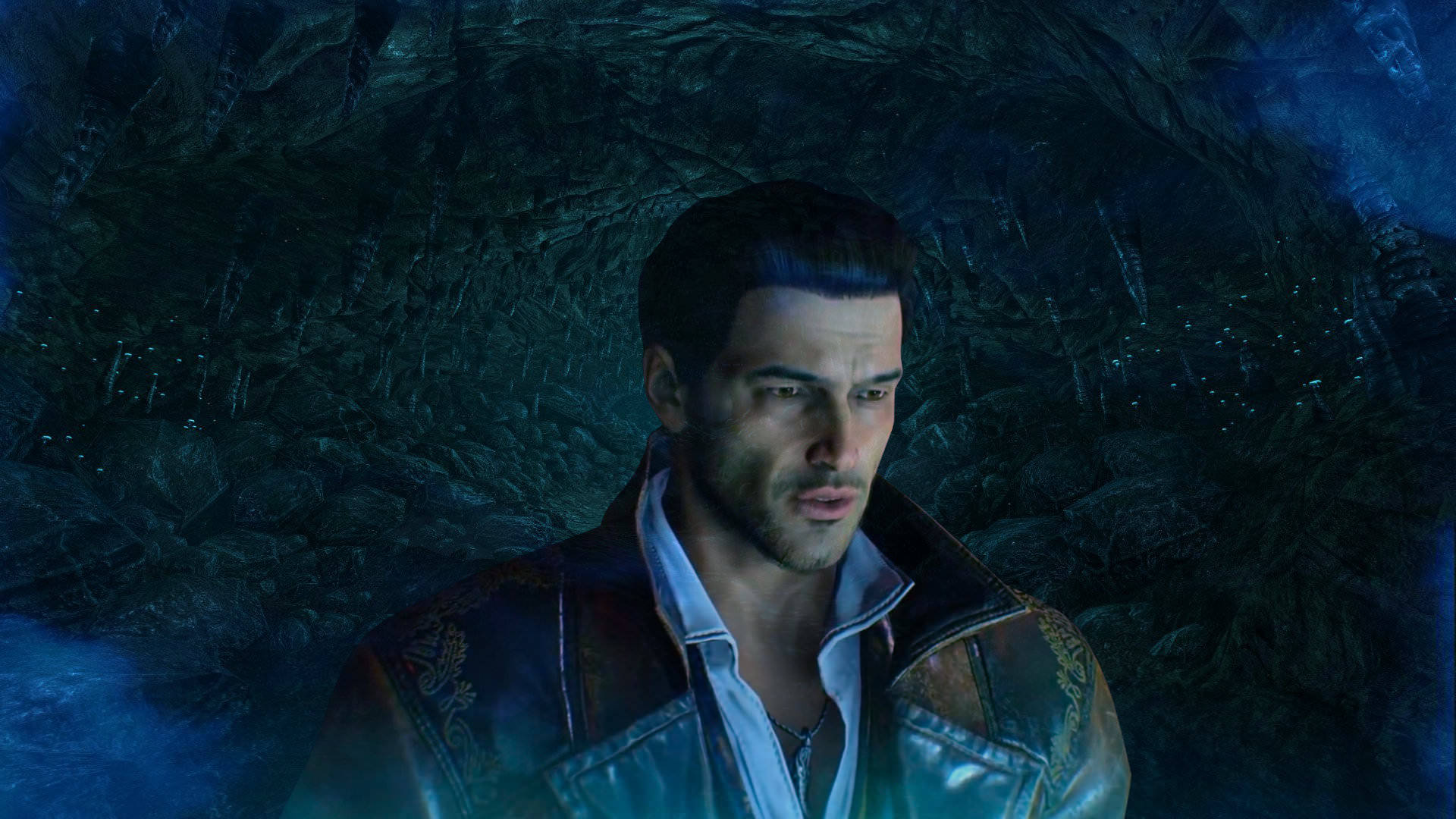 Black Ops 4 Zombies, leather jacket, dark blue cave, Full HD Desktop Wallpaper