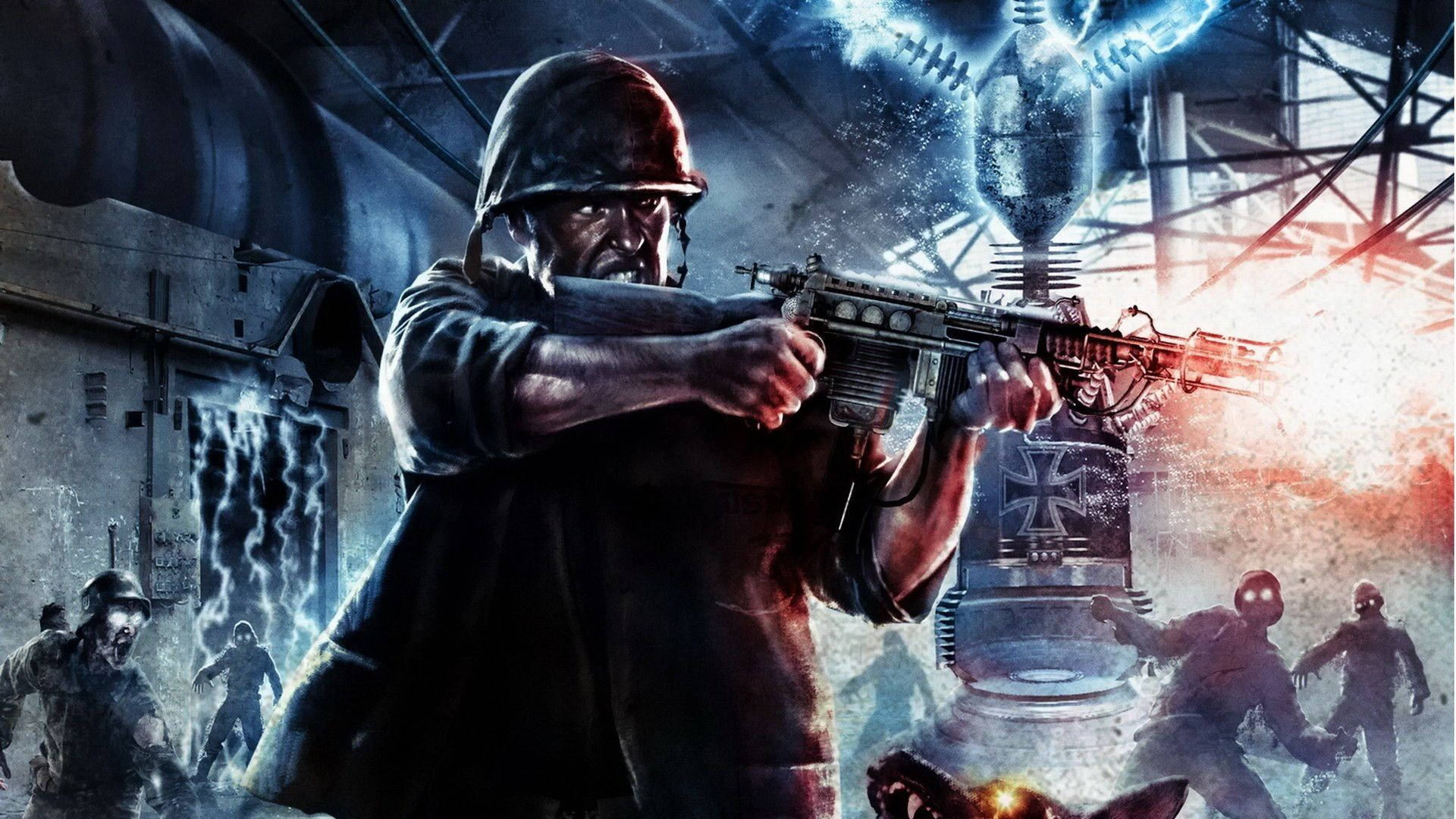 Black Ops 4 Zombies, Flamethrower Attack, soldier, Full HD Desktop Wallpaper