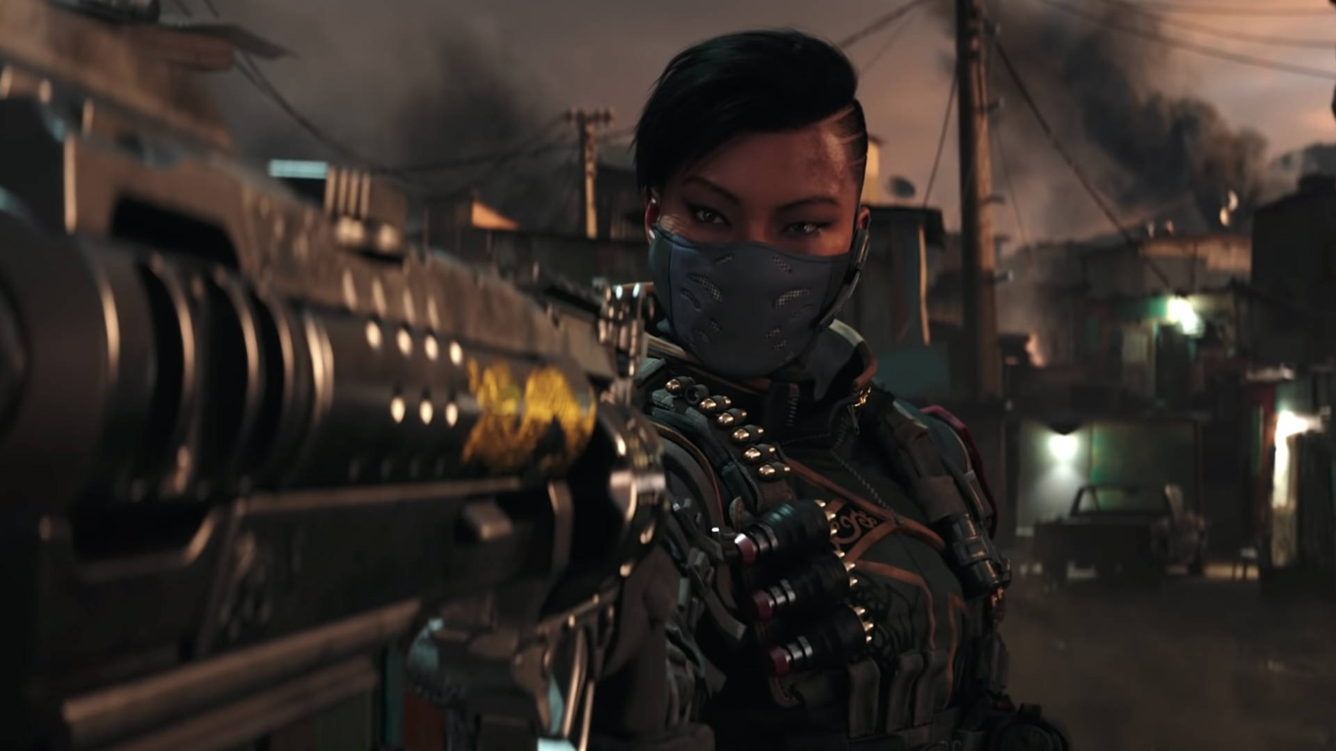 Black Ops 4 Zombies, tactical gear, large firearm, Full HD Desktop Wallpaper