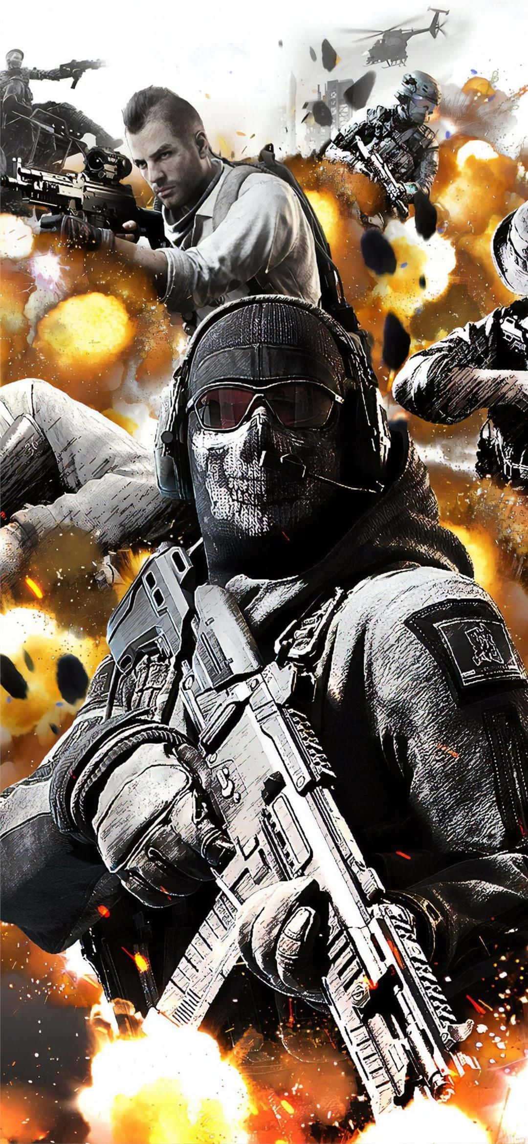Black Ops iPhone, tactical gear, firey explosions, Full HD Phone Wallpaper