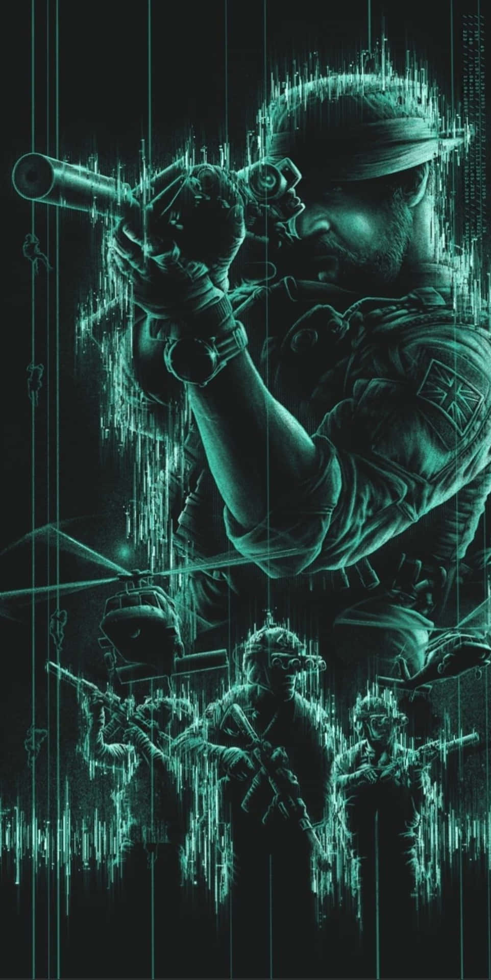 Black Ops, iPhone, glowing teal, Full HD Phone Wallpaper