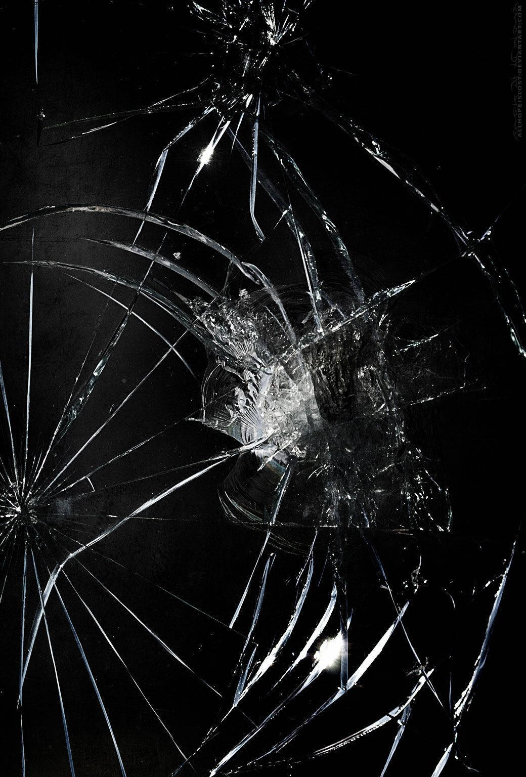 black background, shattered glass, sharp cracks, HD Phone Wallpaper