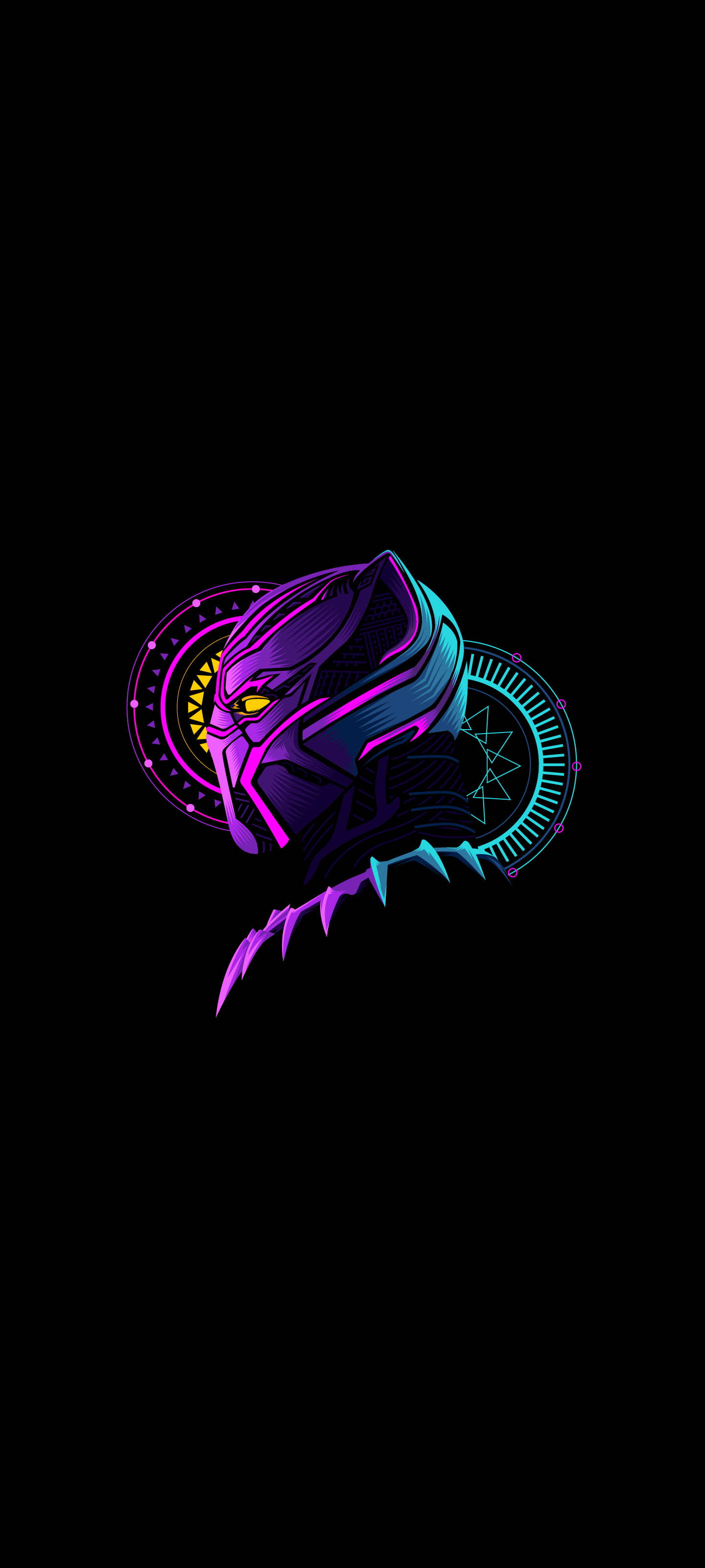 neon gradient, black panther android, neon purple, 2K Phone Wallpaper