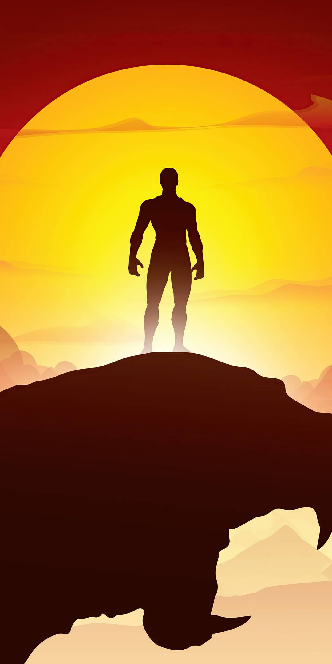 Sunset, Black Panther Android, cliff, Full HD Phone Wallpaper