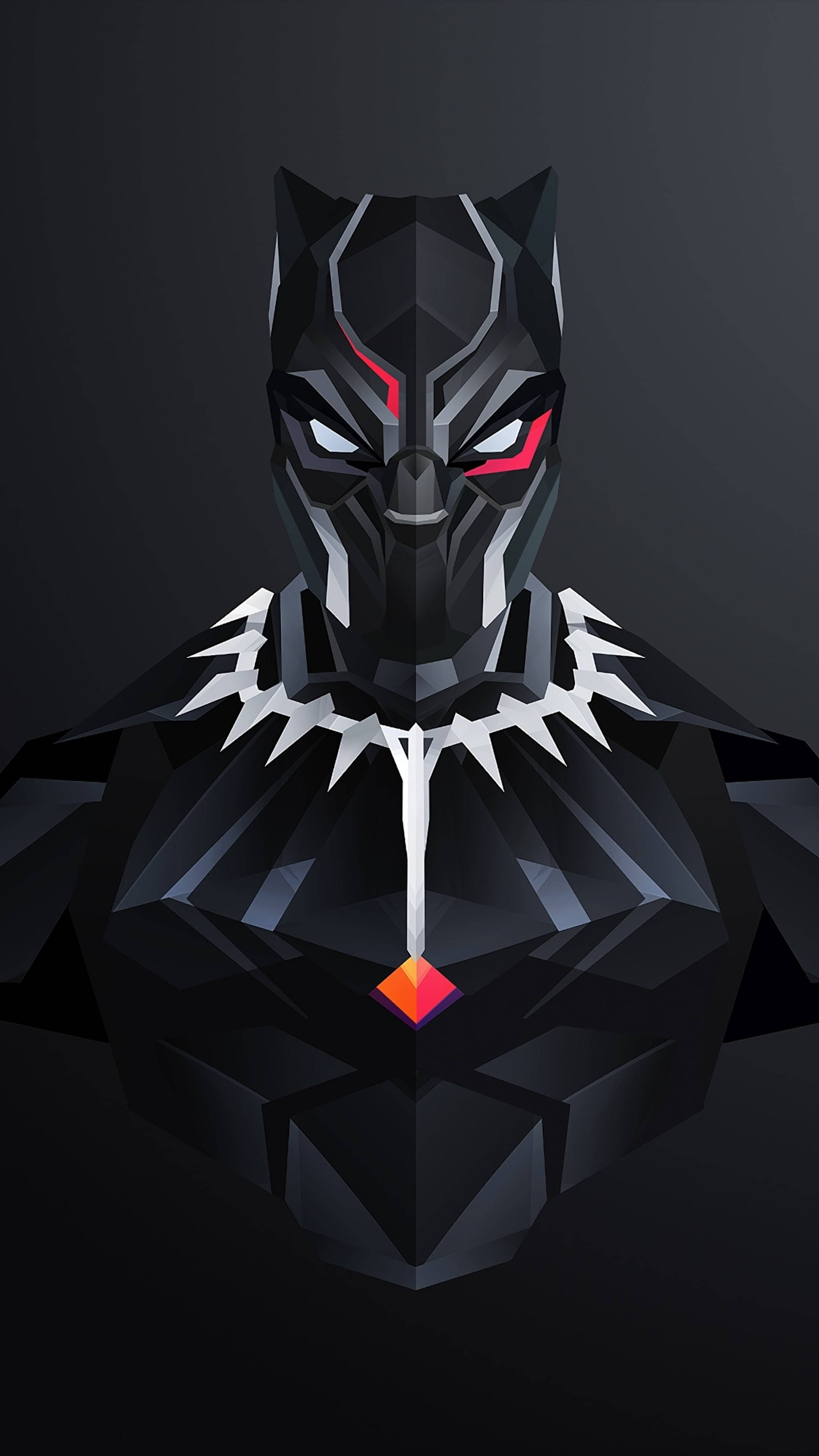 Black Panther, geometric vector, low-poly digital-art bust, 4K Phone Wallpaper