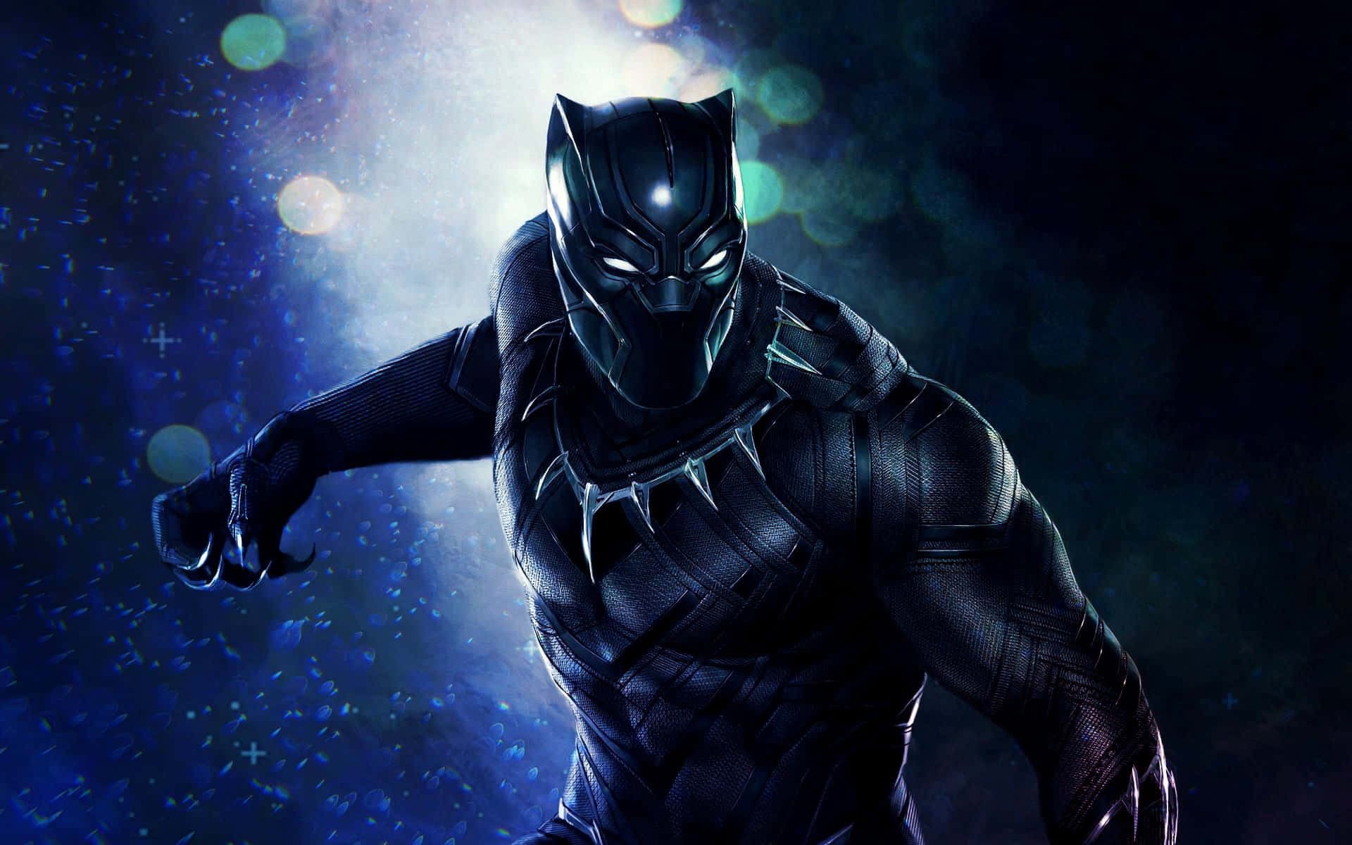 Black Panther, full suit, dark blue cosmic setting, Full HD Desktop Wallpaper