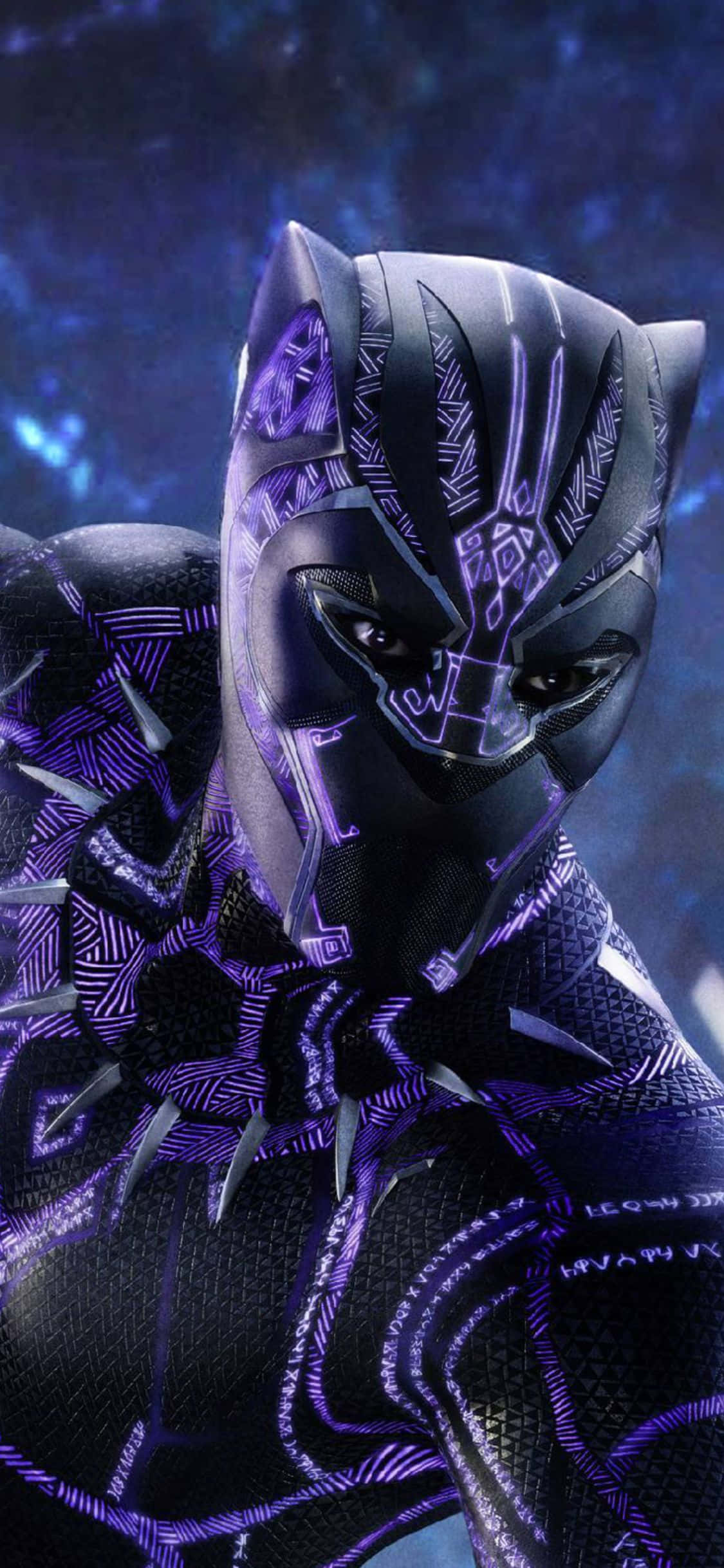 Black Panther, violet, glowing purple tribal patterns, Full HD Phone Wallpaper